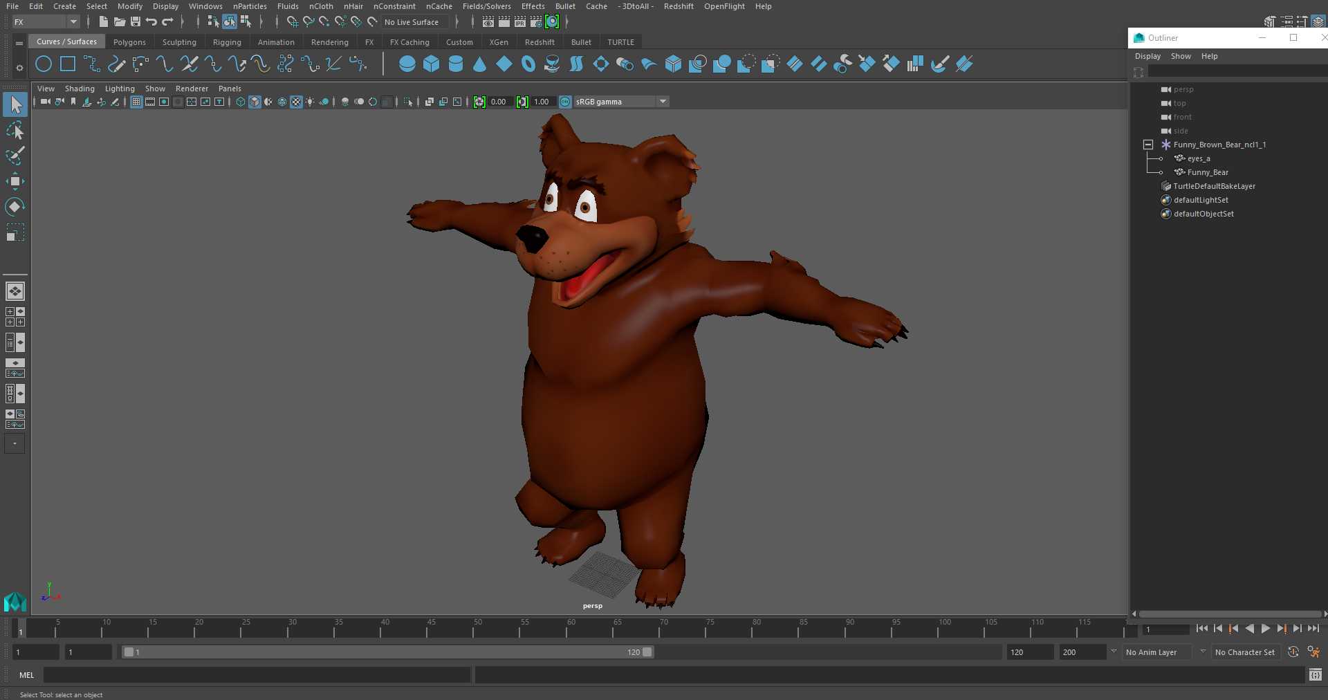 3D Funny Brown Bear