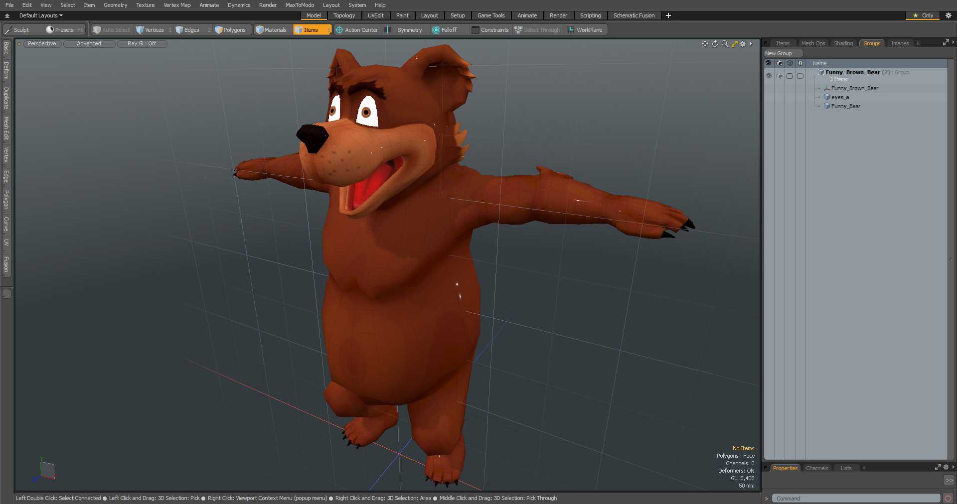 3D Funny Brown Bear