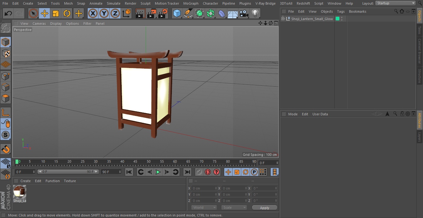 Shoji Lantern Small Glow 3D model