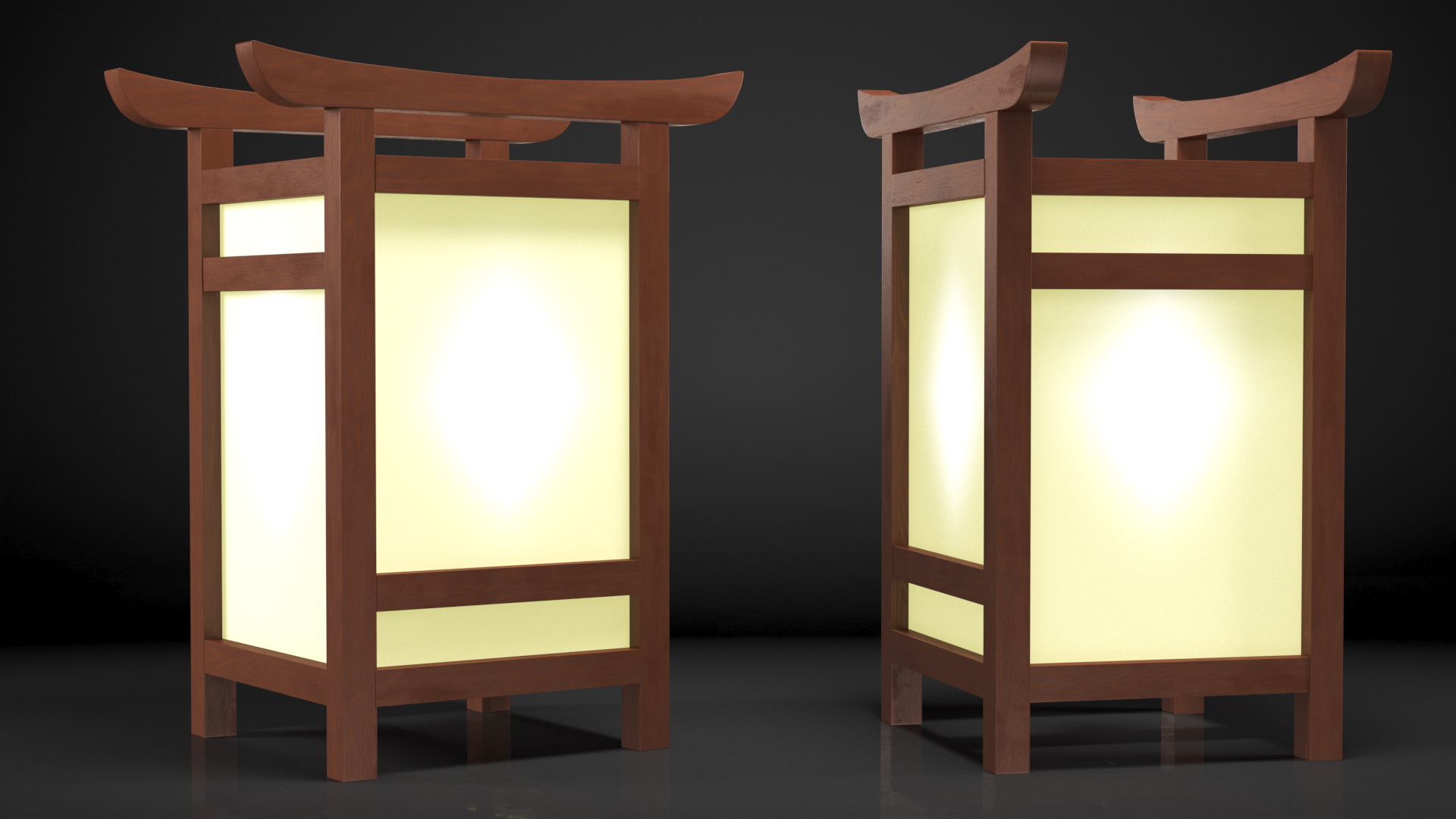 Shoji Lantern Small Glow 3D model