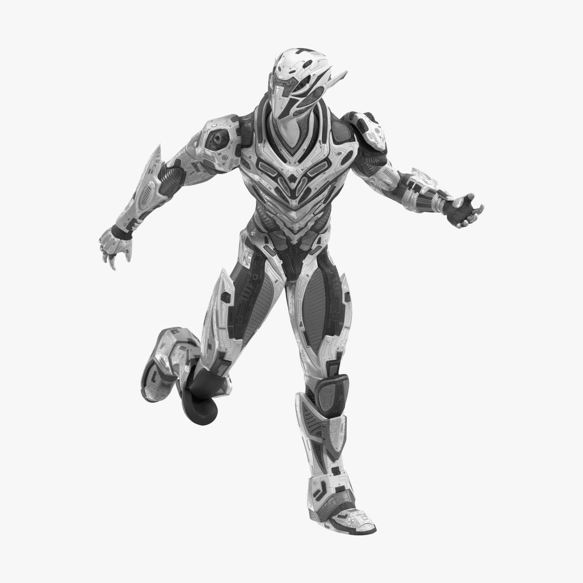3D model Sci-Fi Combat Robot Character Rigged for Cinema 4D