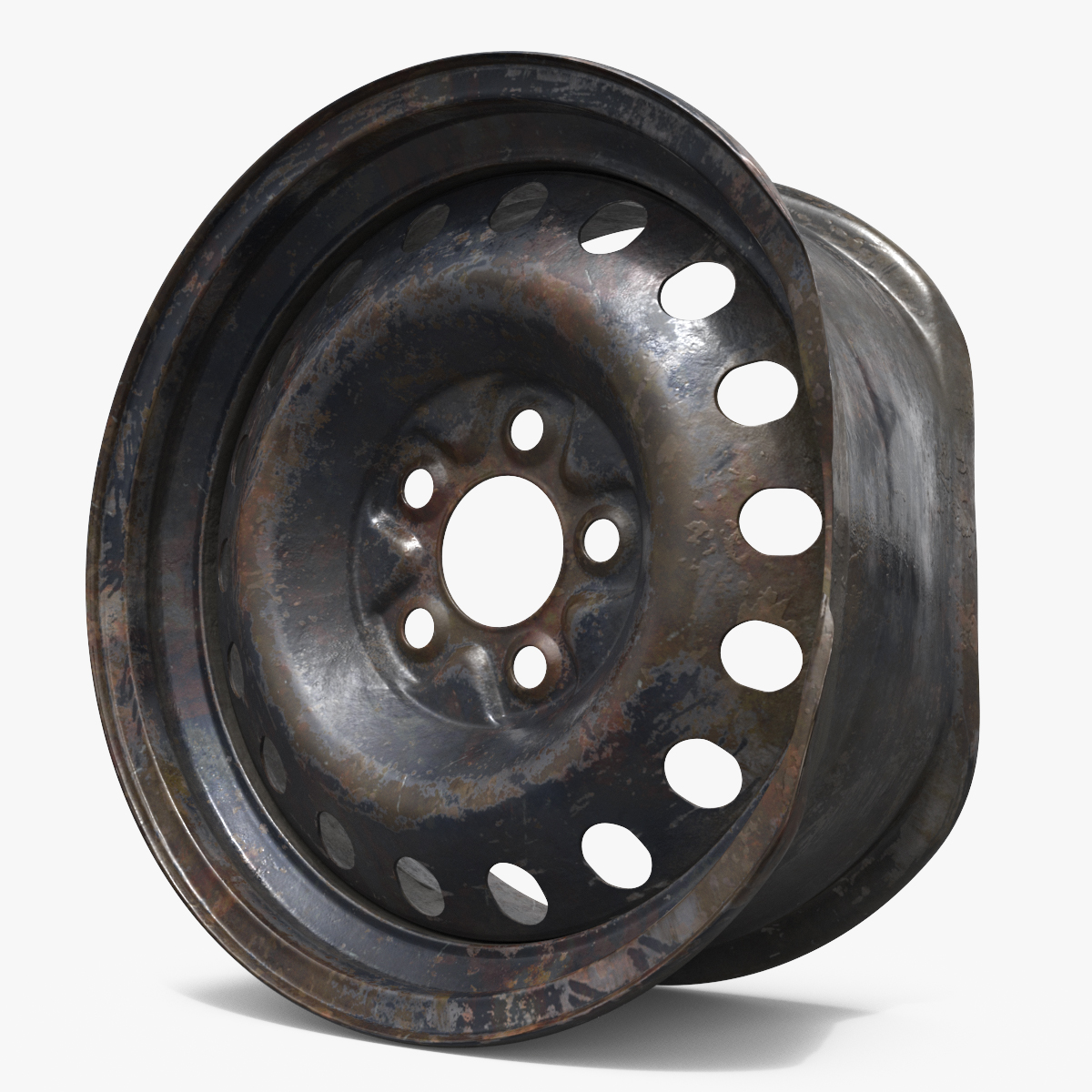 Damaged Automotive Rim Old 3D model preview