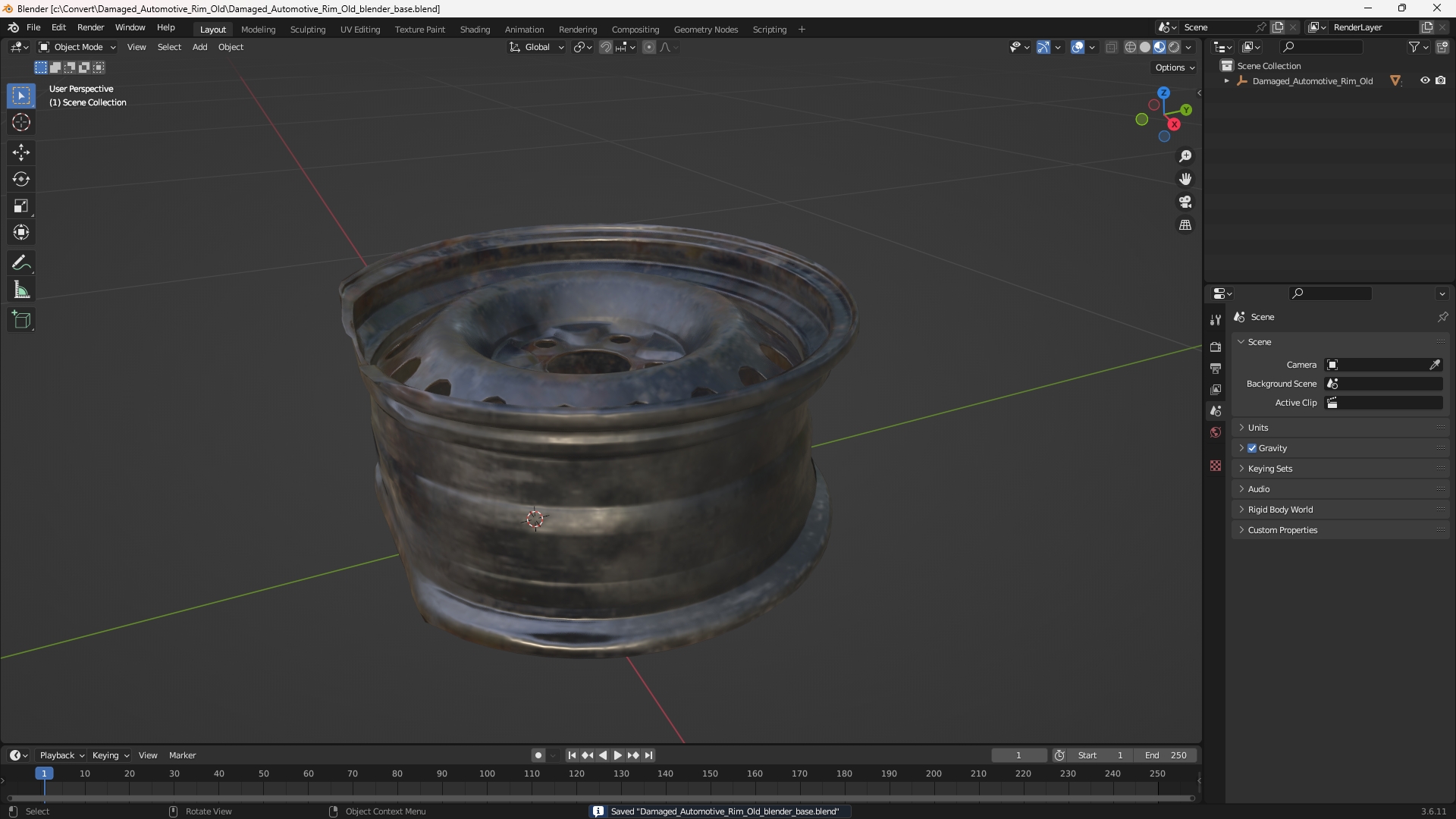 Damaged Automotive Rim Old, view 9