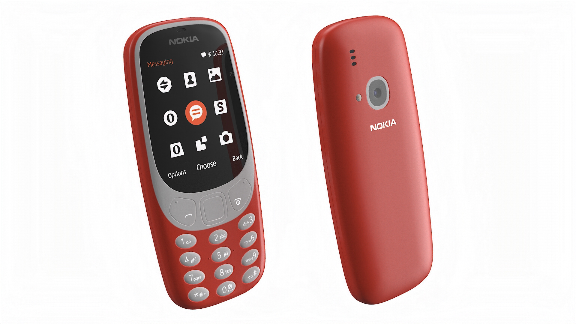 3D Red Nokia 3310 New Lights On model