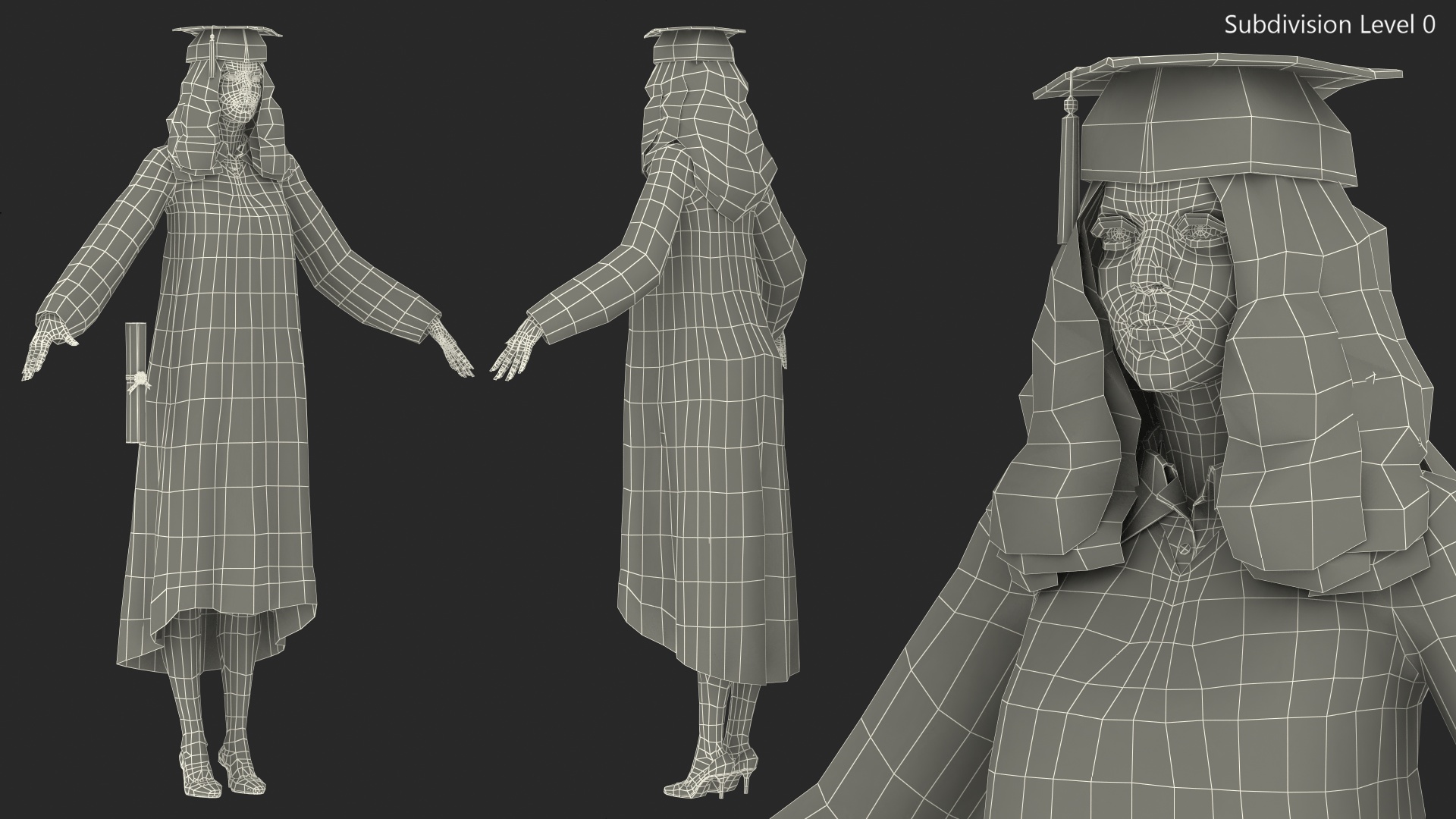 3D model Female Graduate Student T Pose