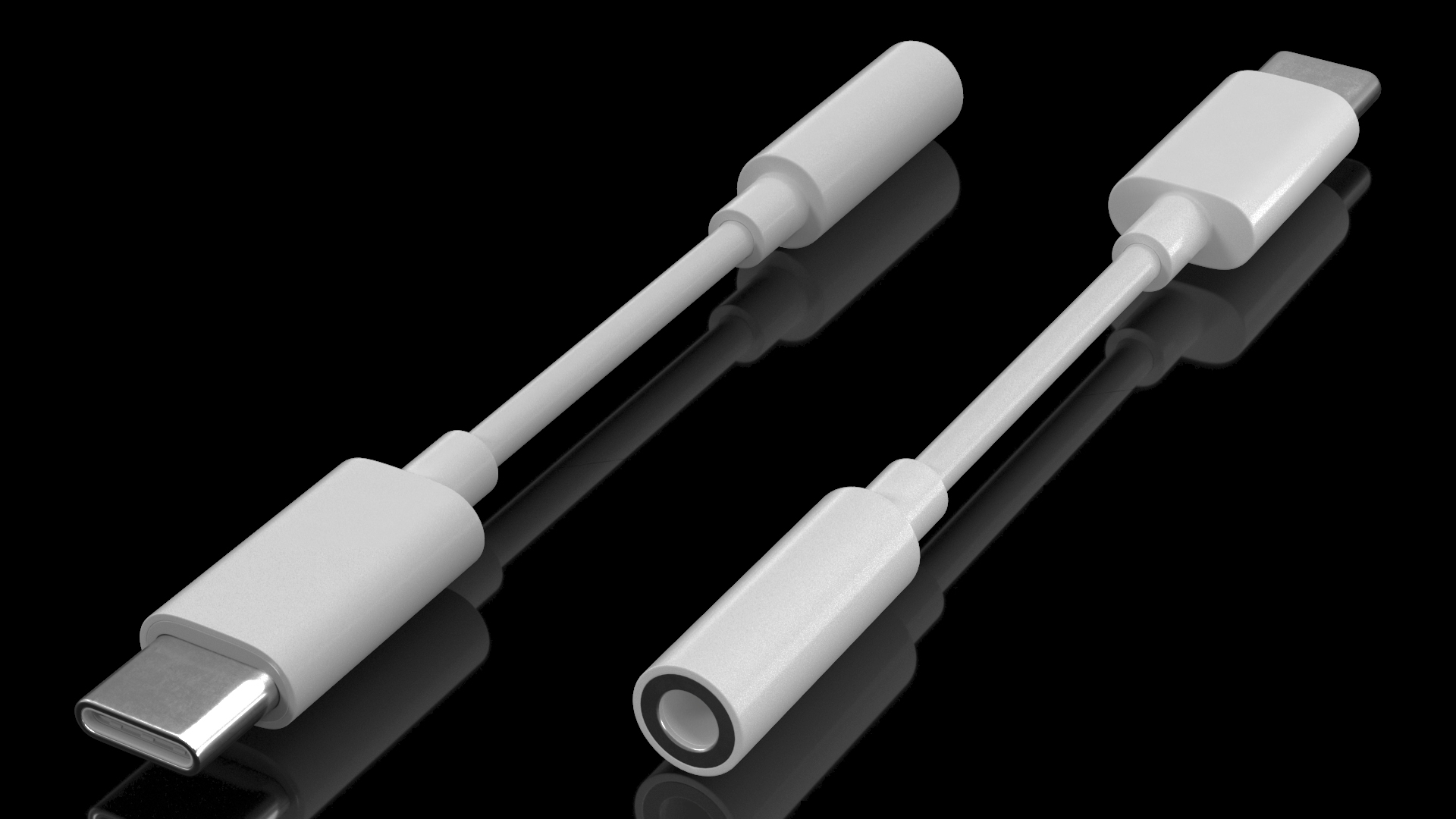 3D USB Type C to 3.5 mm Headphone Jack Adapter model