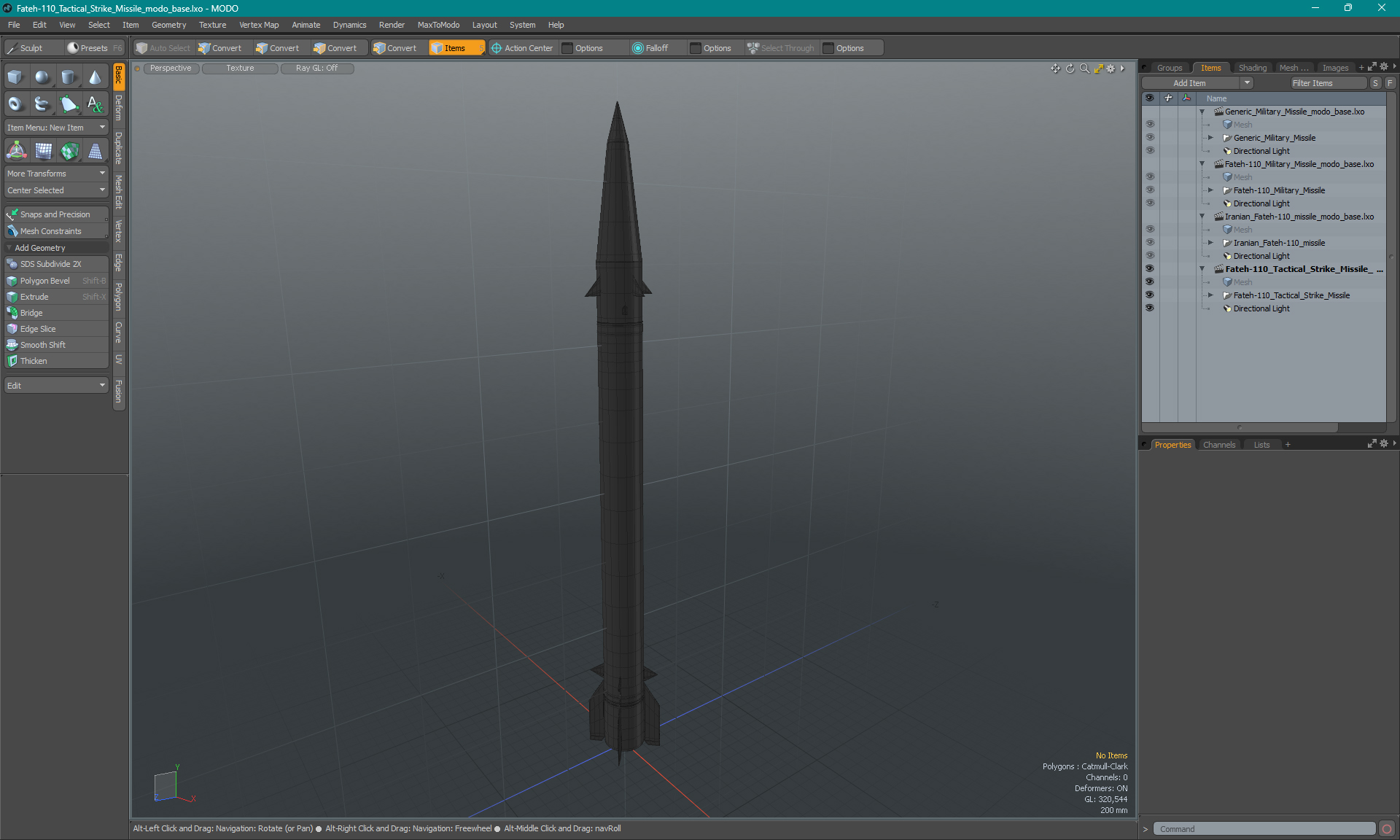 3D Fateh-110 Tactical Strike Missile model