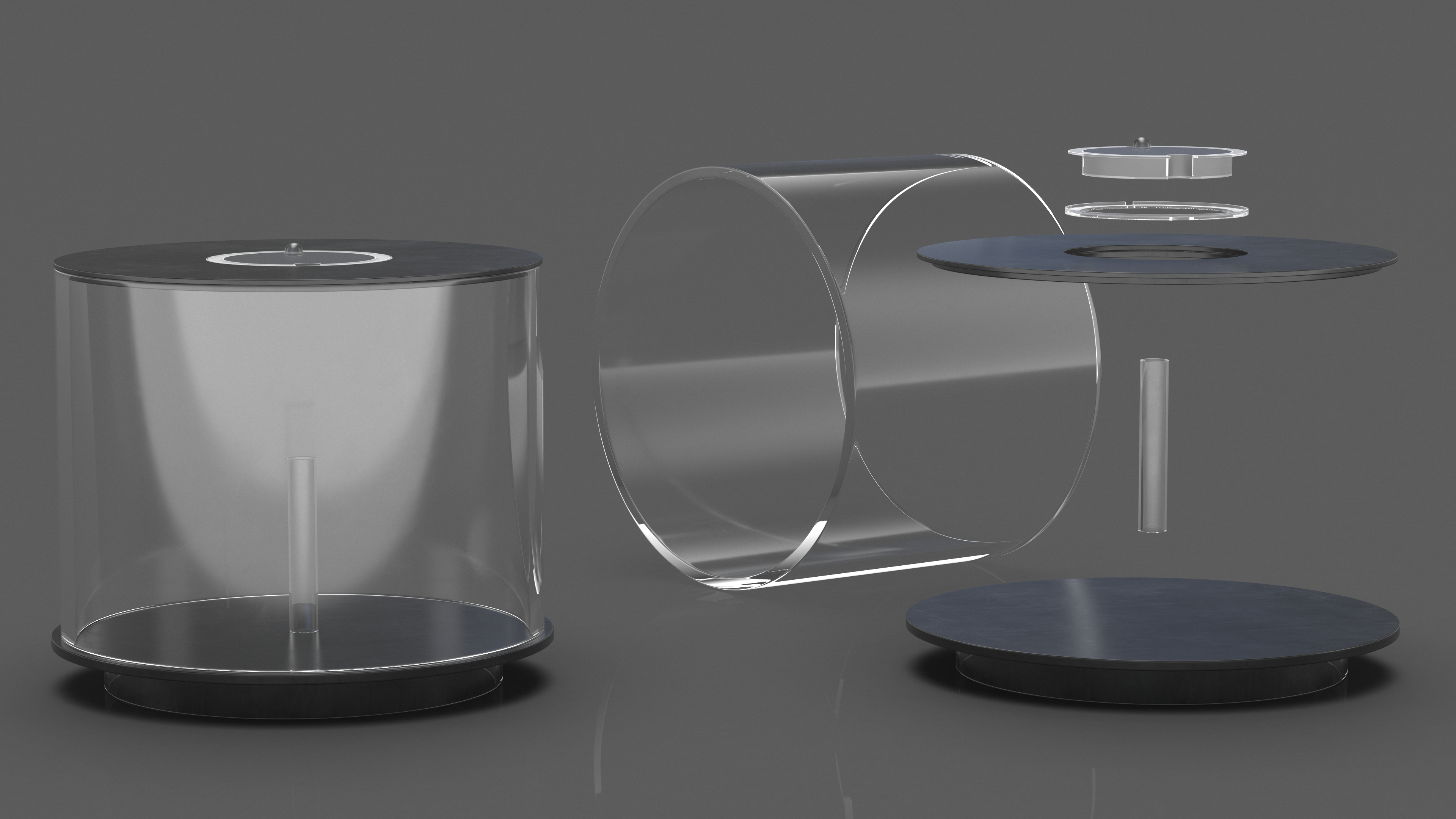 3D model Cylinder Fish Tank Black Empty