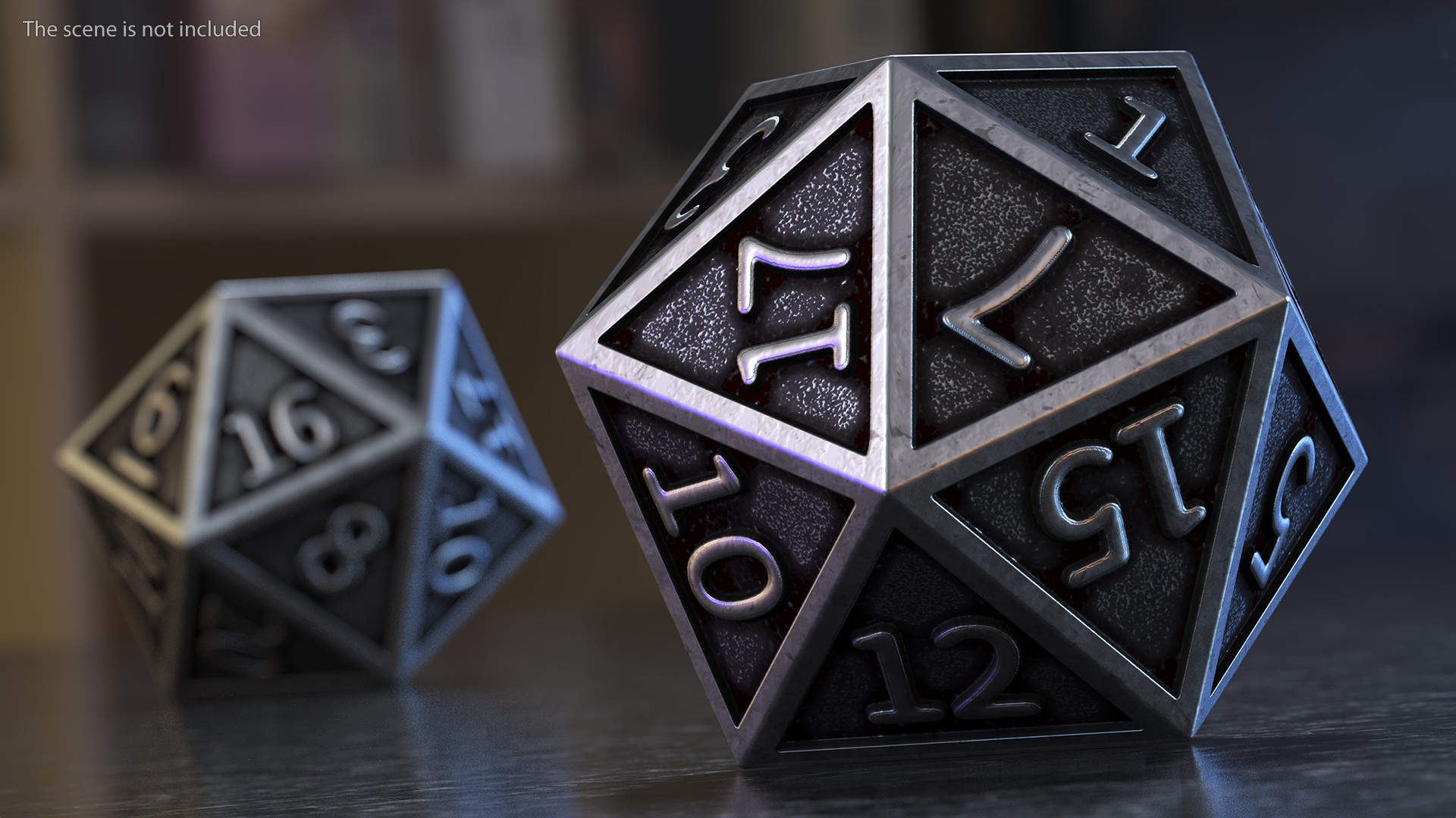 Silver DND Dice Set 3D model
