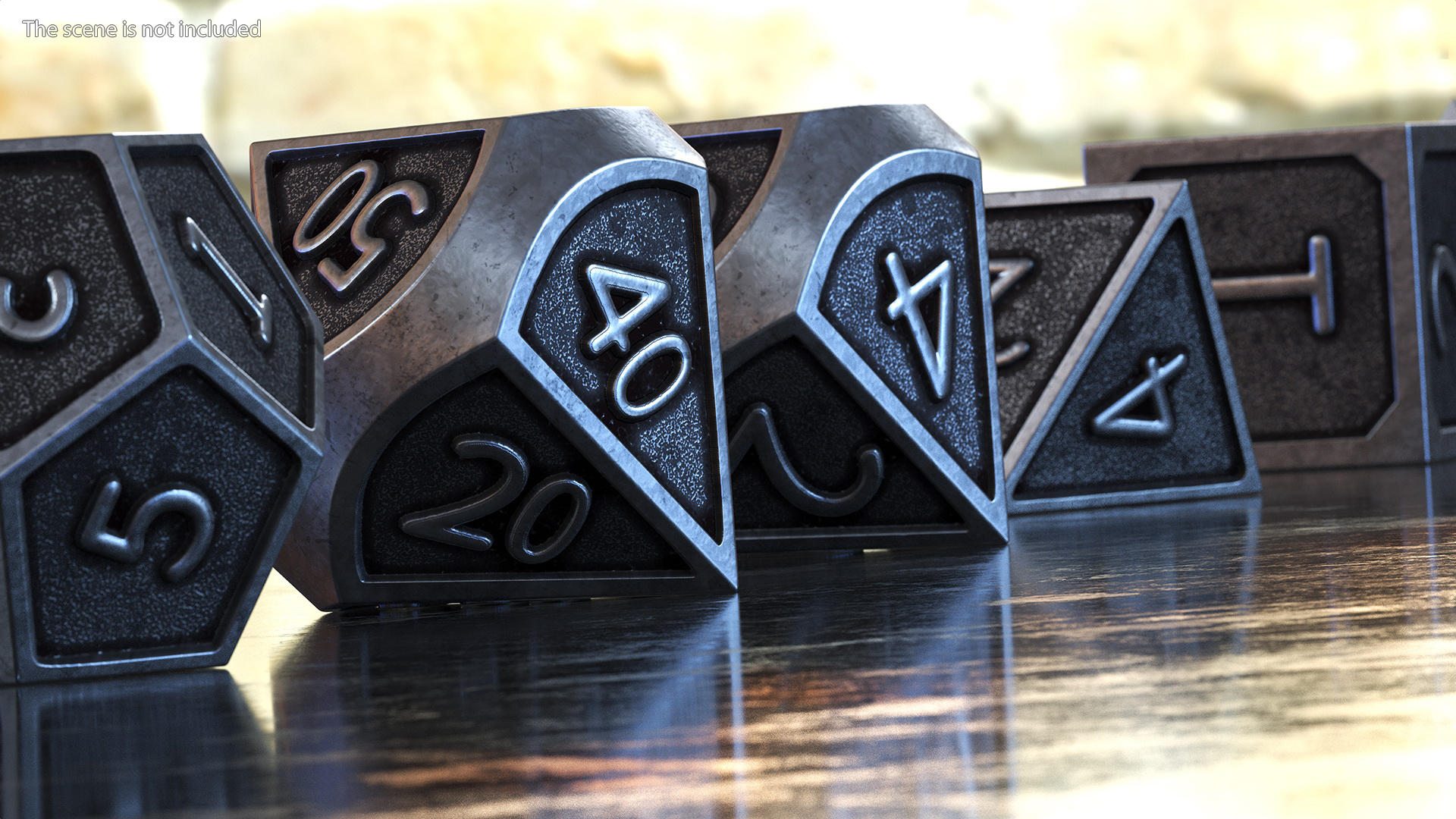 Silver DND Dice Set 3D model