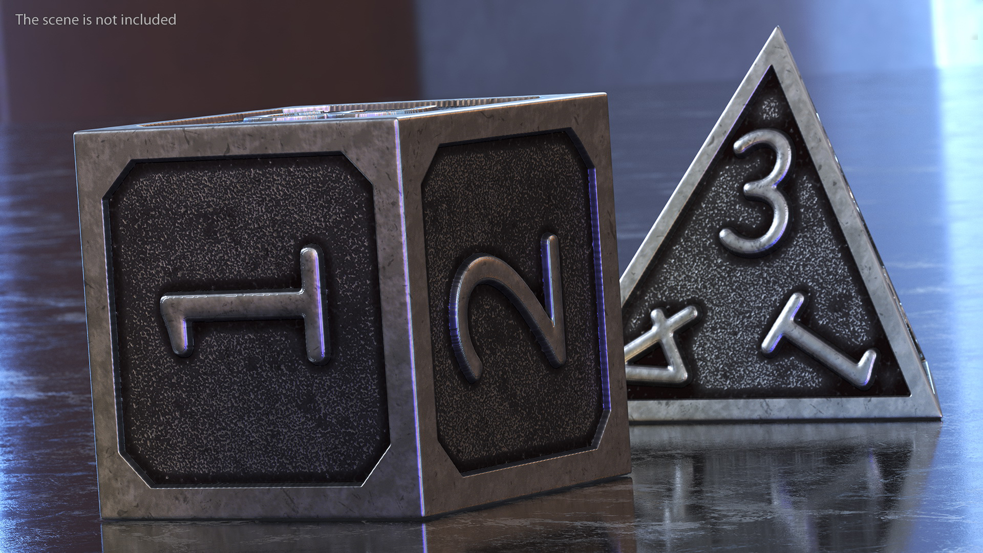 Silver DND Dice Set 3D model