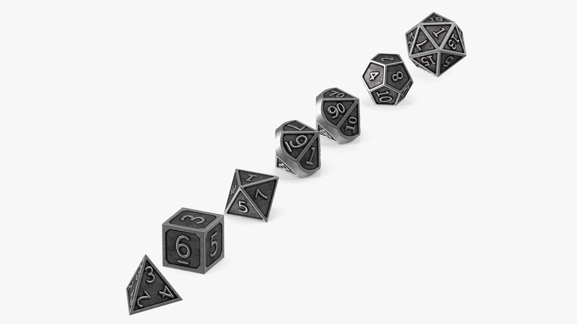 Silver DND Dice Set 3D model