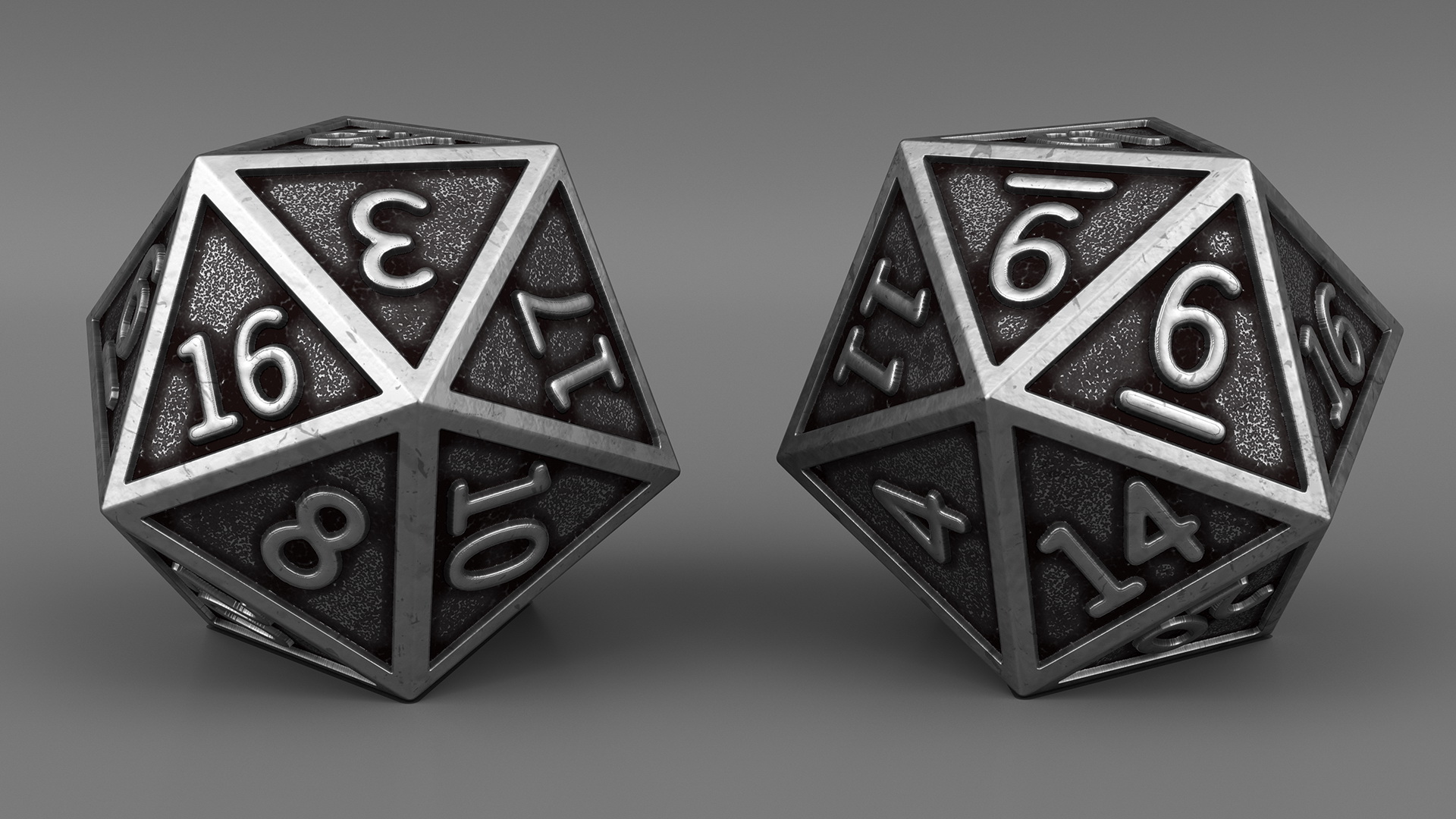 Silver DND Dice Set 3D model
