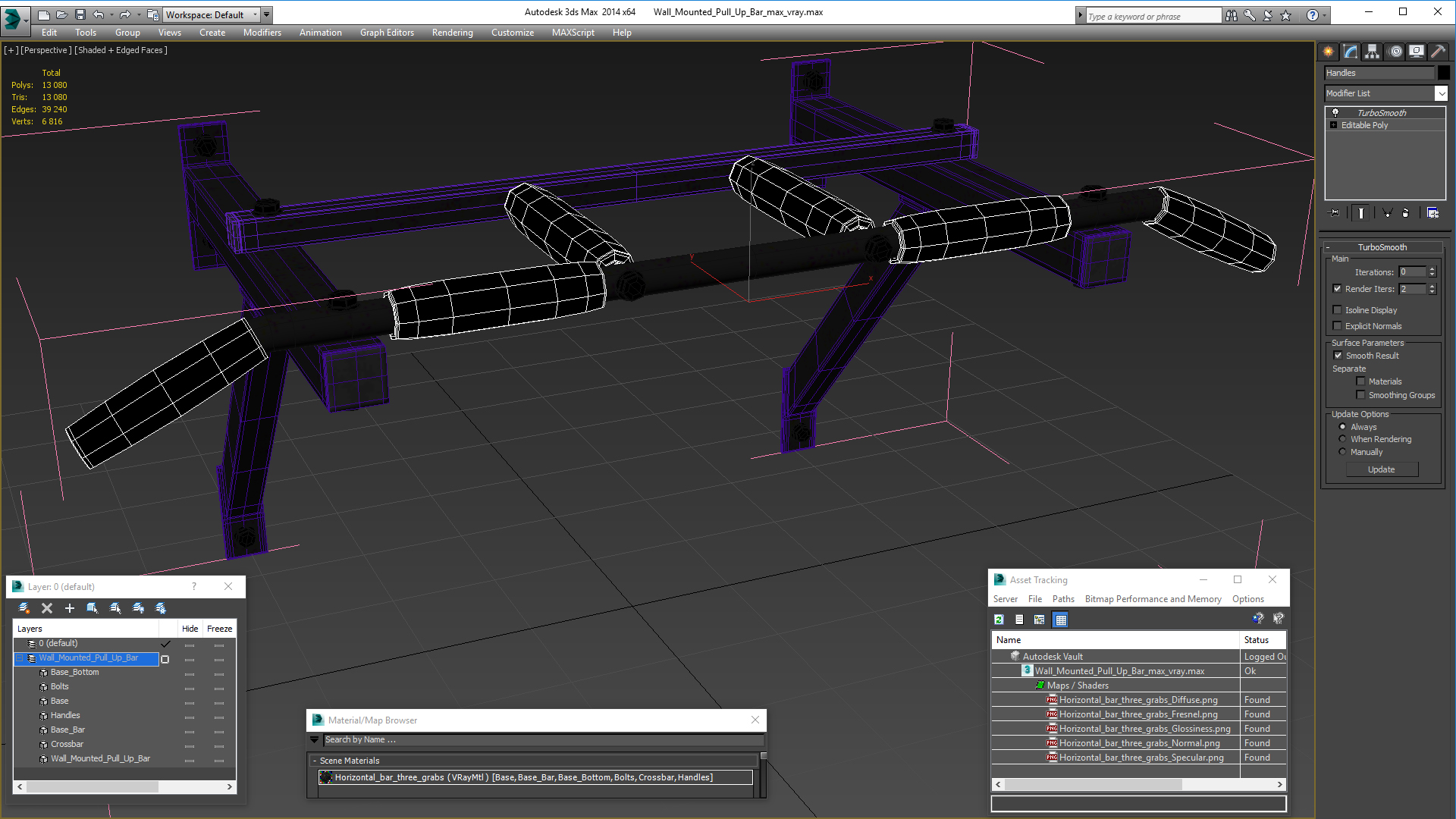 Wall Mounted Pull Up Bar 3D model
