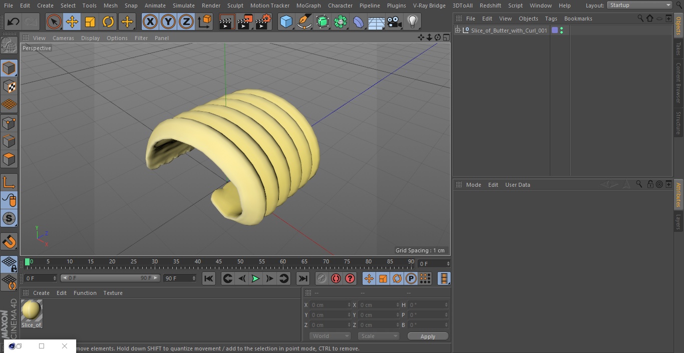 3D model Slice of Butter with Curl