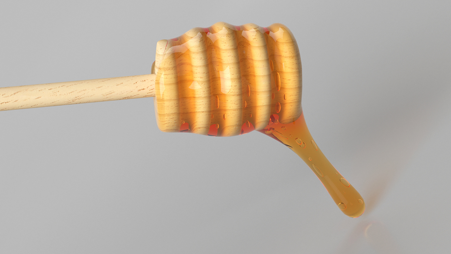 Wooden Dipper Covered with Honey 3D