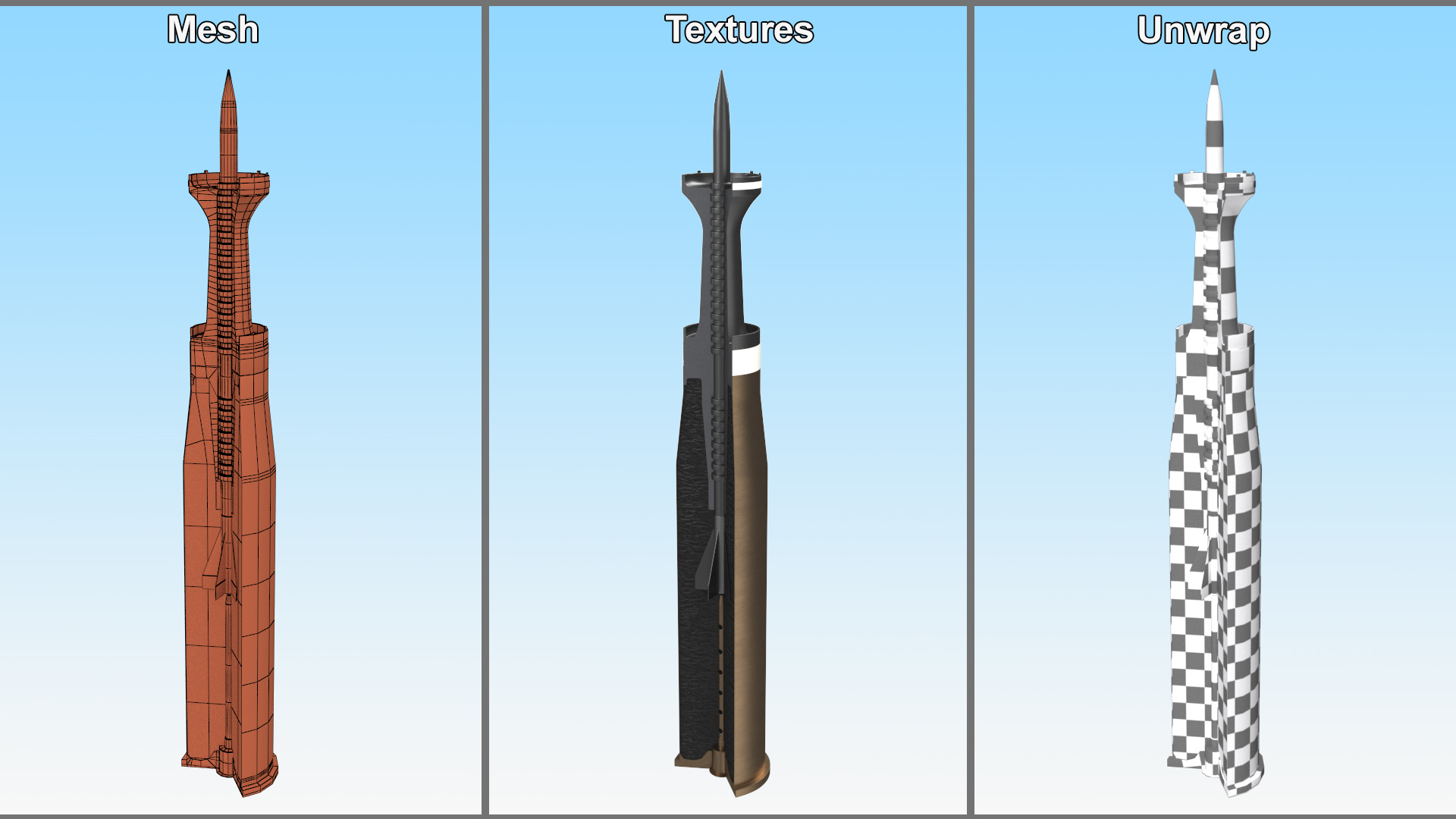 3D Kinetic Action Projectile in Section