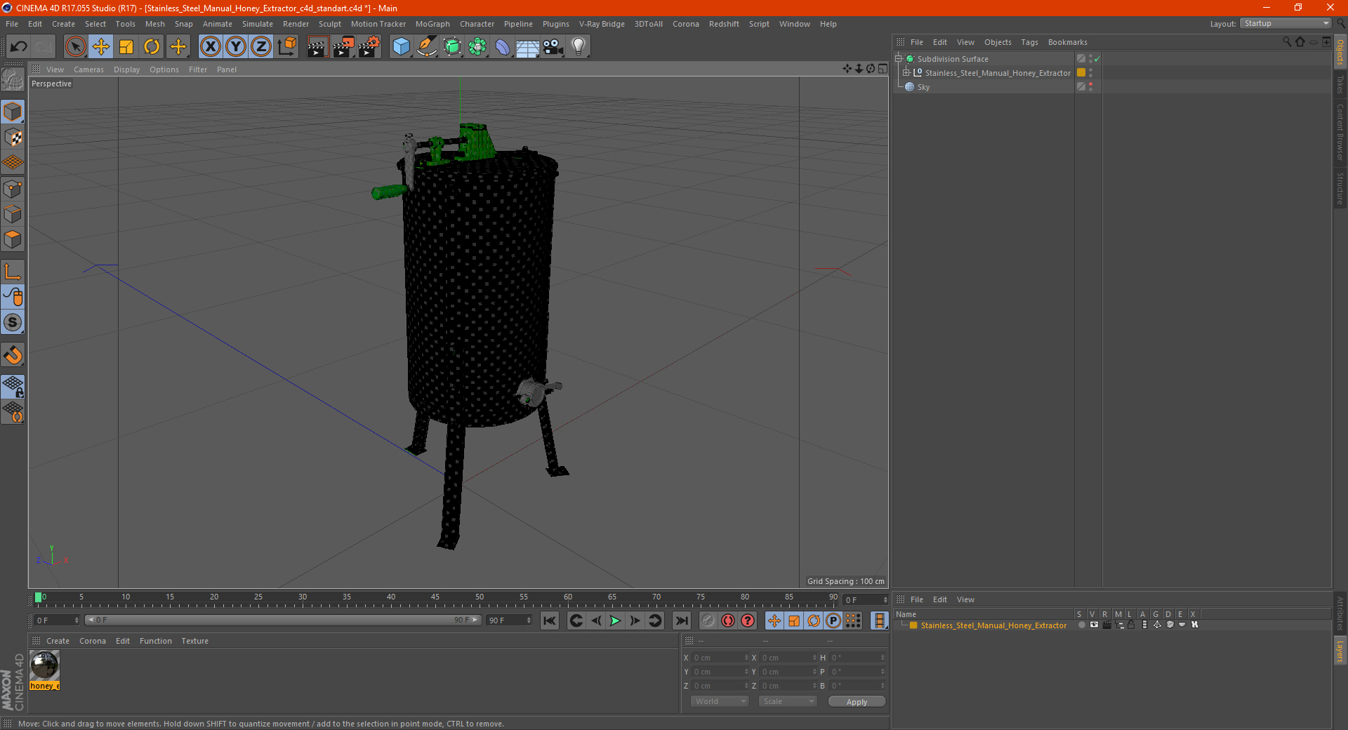 3D Stainless Steel Manual Honey Extractor model