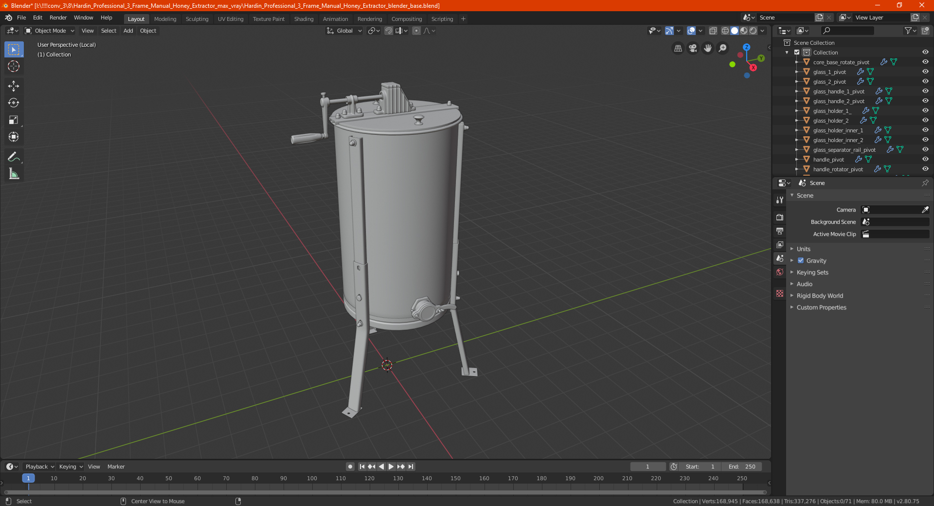 3D Stainless Steel Manual Honey Extractor model