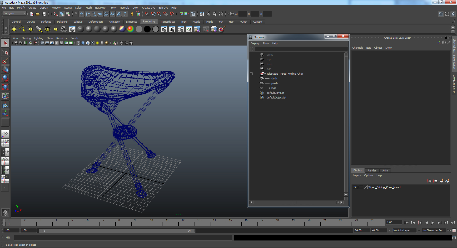 3D Telescopic Tripod Folding Chair