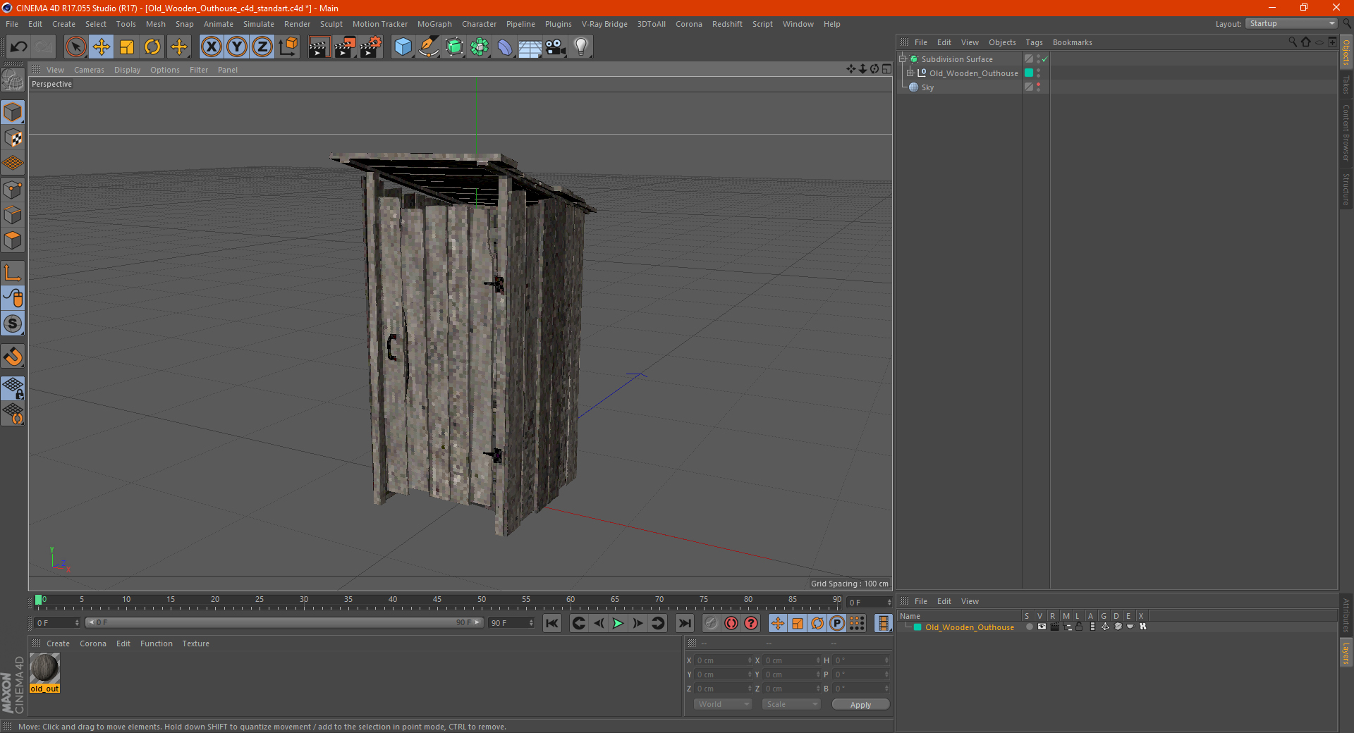 Old Wooden Outhouse 3D model