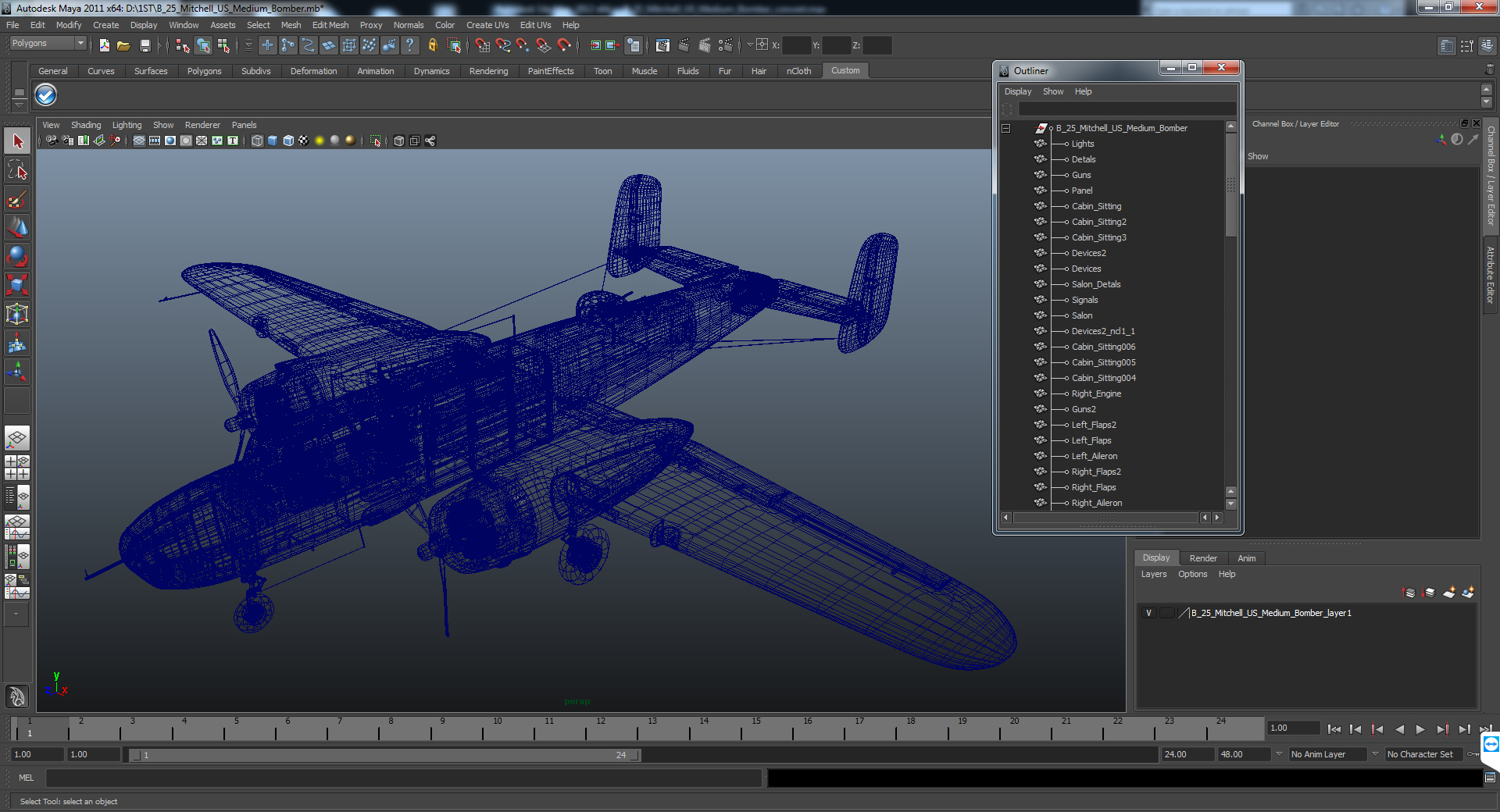 3D model B 25 Mitchell US Medium Bomber