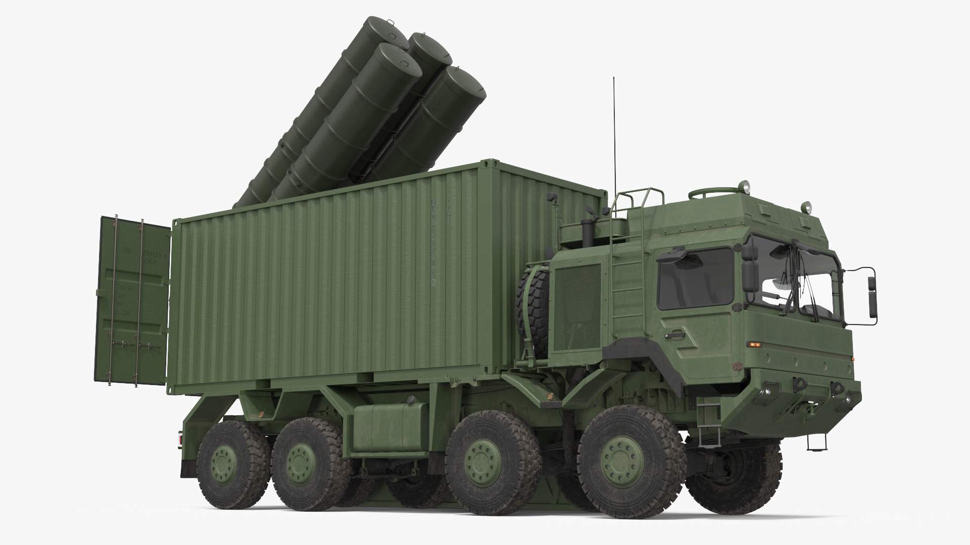 Military Transport Truck with Container Missile Launcher