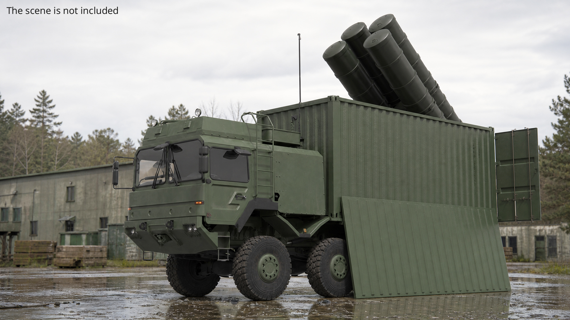 Military Transport Truck with Container Missile Launcher, view 3