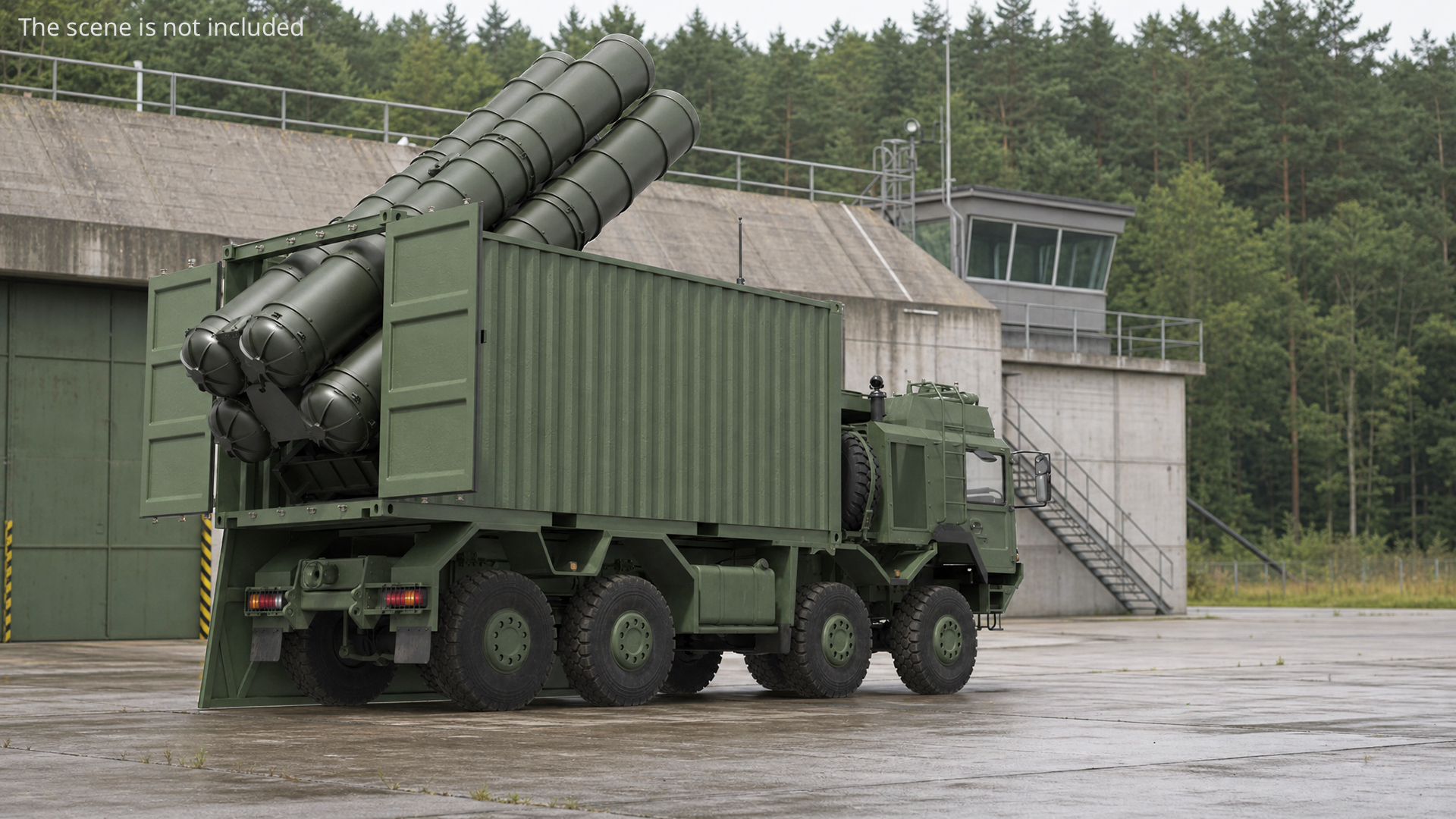 Military Transport Truck with Container Missile Launcher, view 2