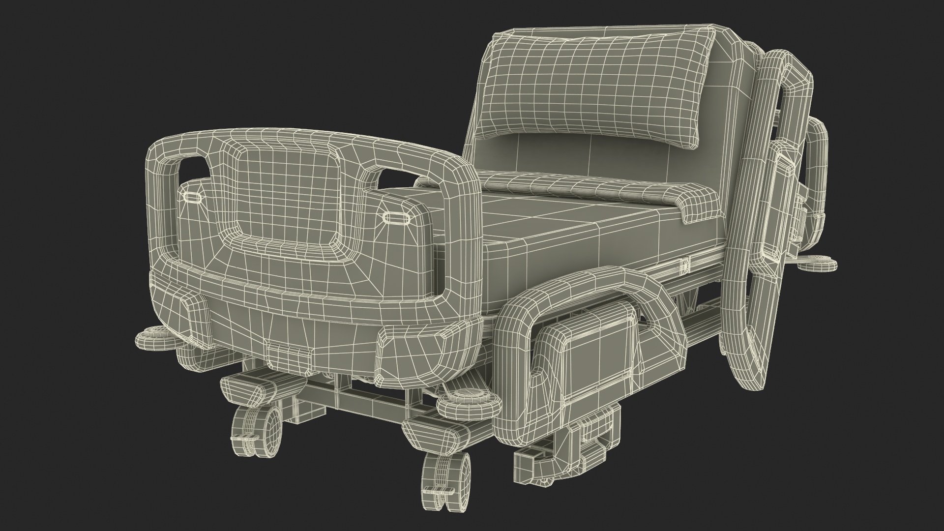 3D model Smart Hospital Bed Sitting Position Off State