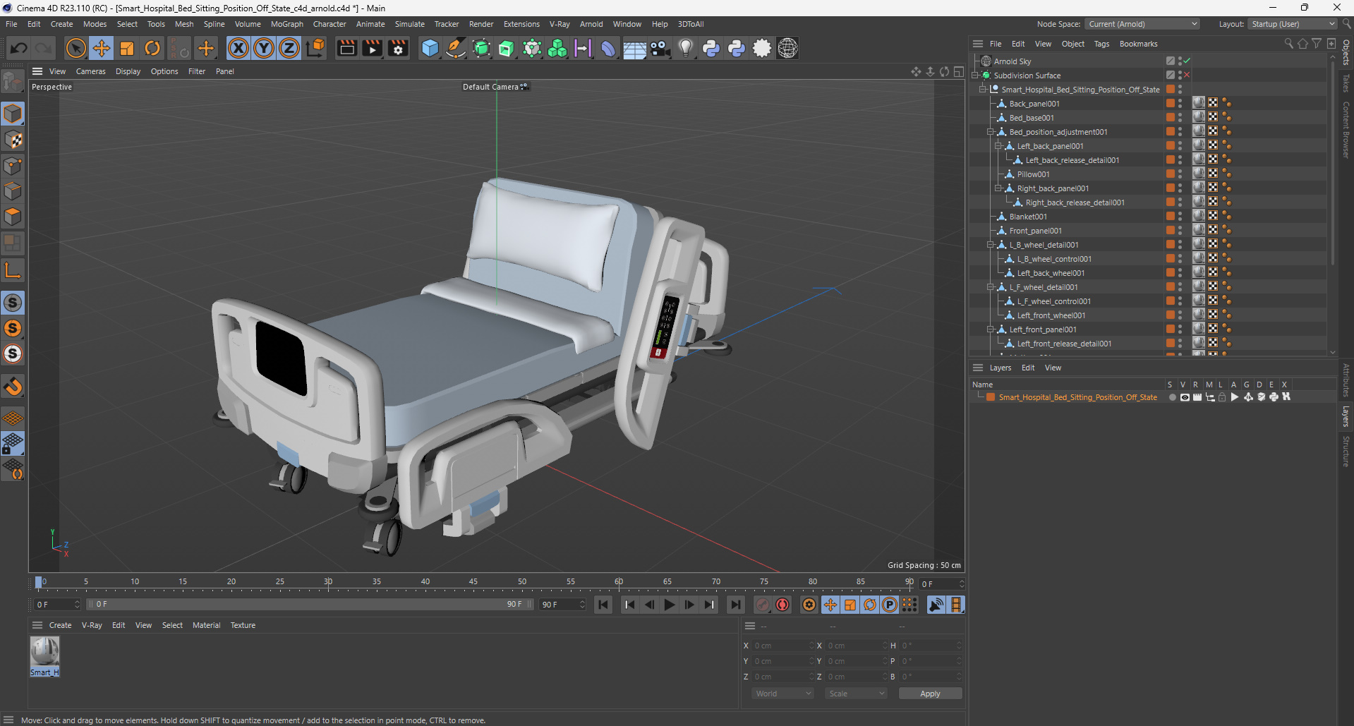 3D model Smart Hospital Bed Sitting Position Off State