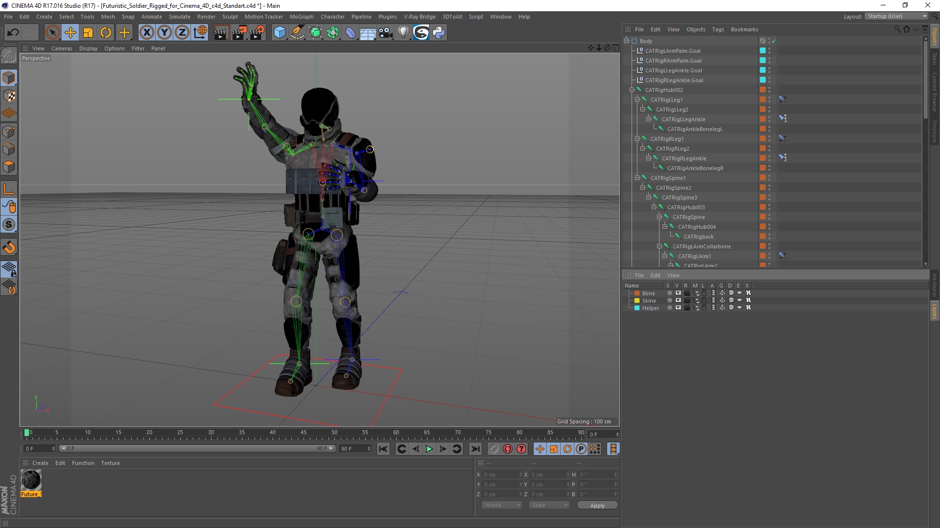Futuristic Soldier Rigged for Cinema 4D 3D model