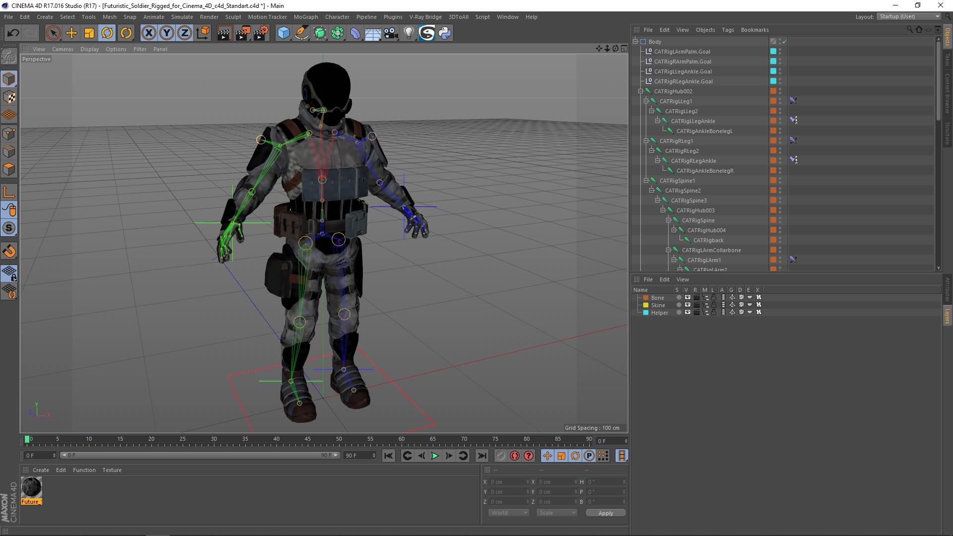 Futuristic Soldier Rigged for Cinema 4D 3D model