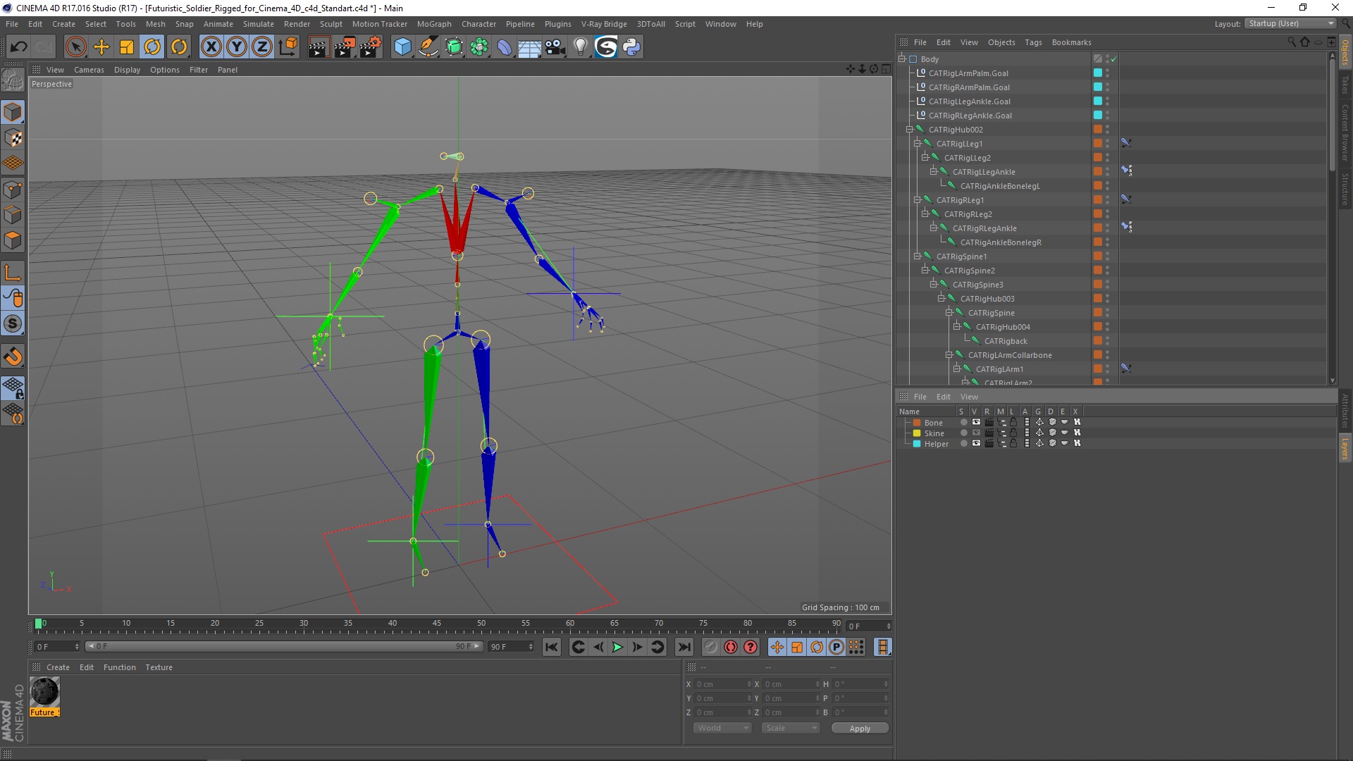 Futuristic Soldier Rigged for Cinema 4D 3D model