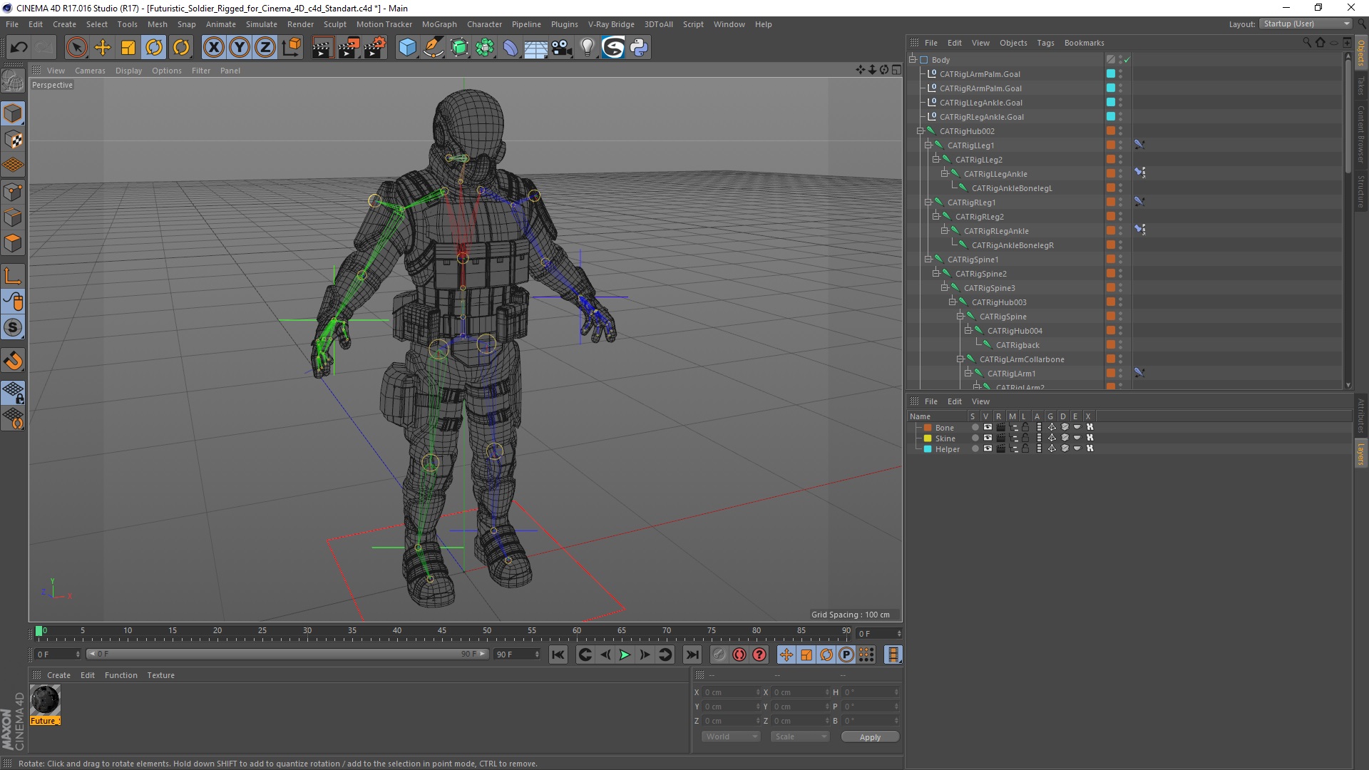 Futuristic Soldier Rigged for Cinema 4D 3D model
