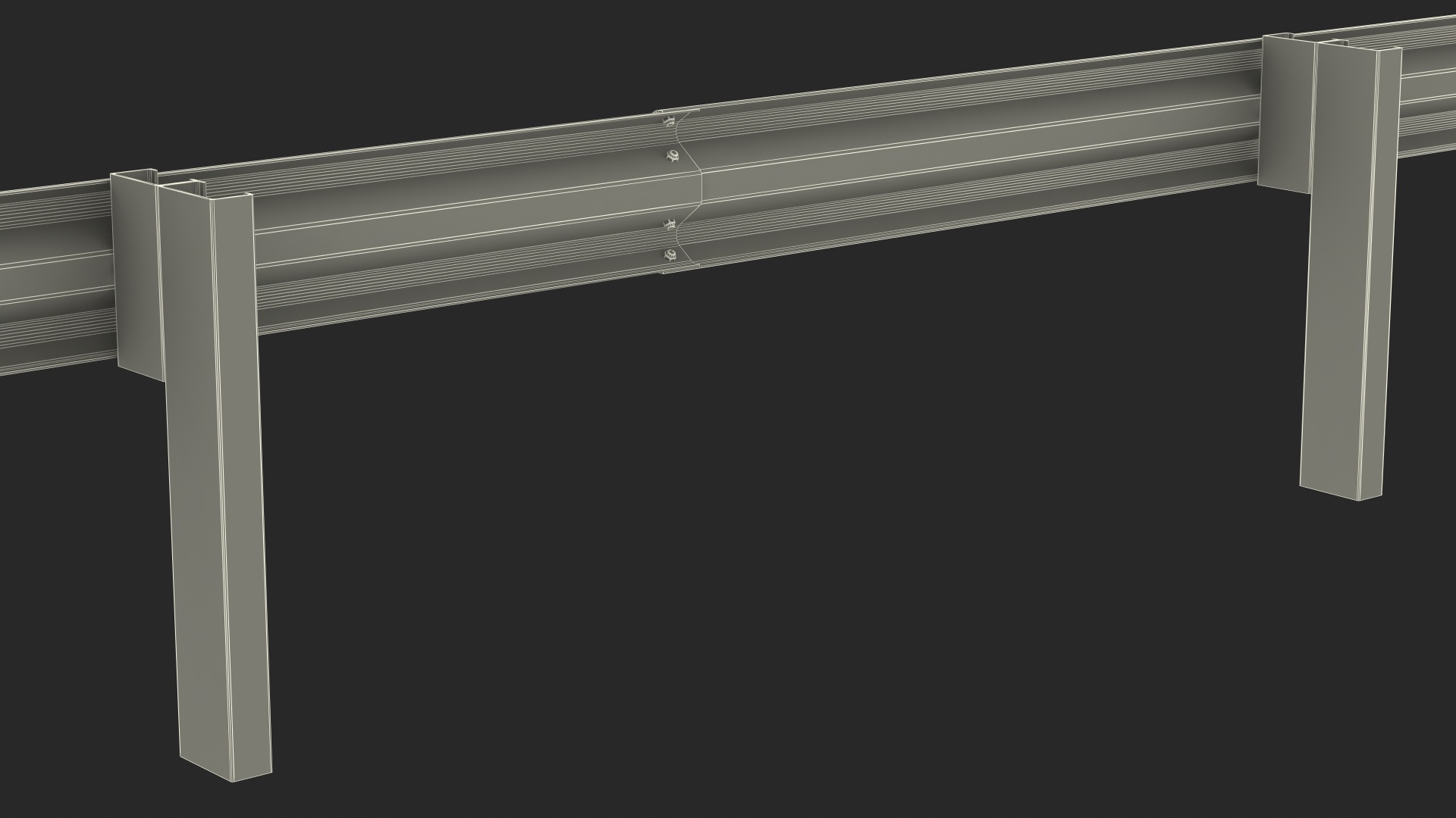 3D Metal Highway Guardrail model