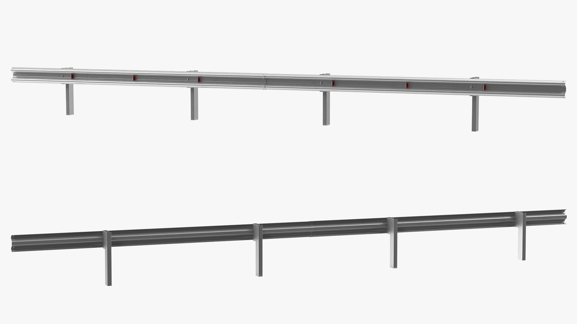 3D Metal Highway Guardrail model