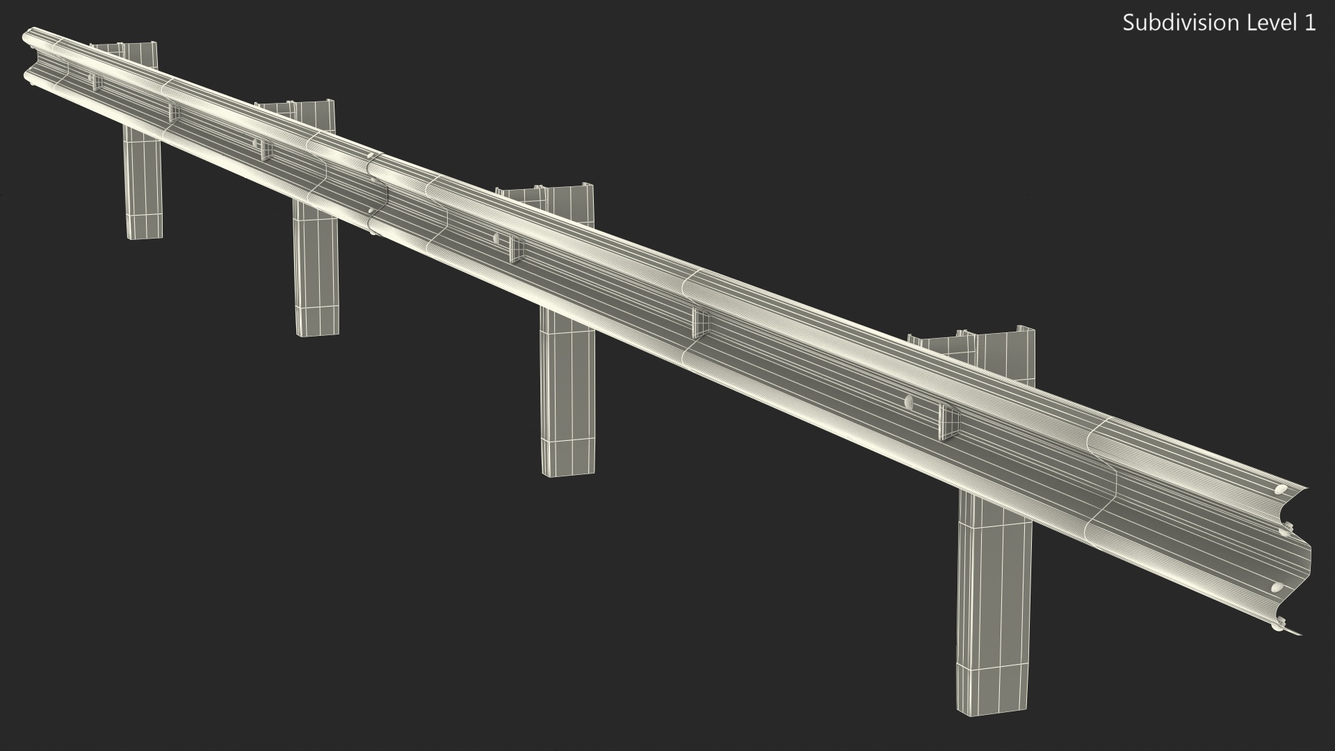 3D Metal Highway Guardrail model