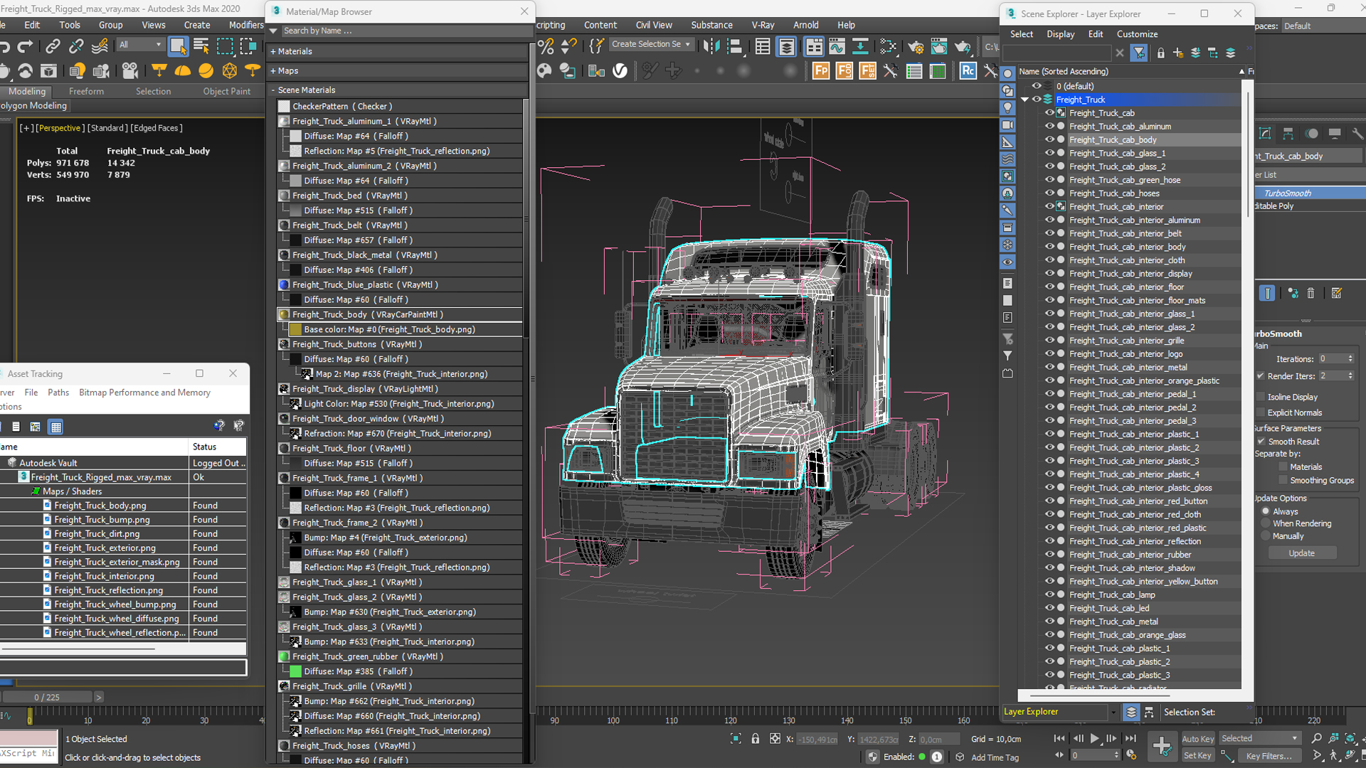 3D model Freight Truck Rigged