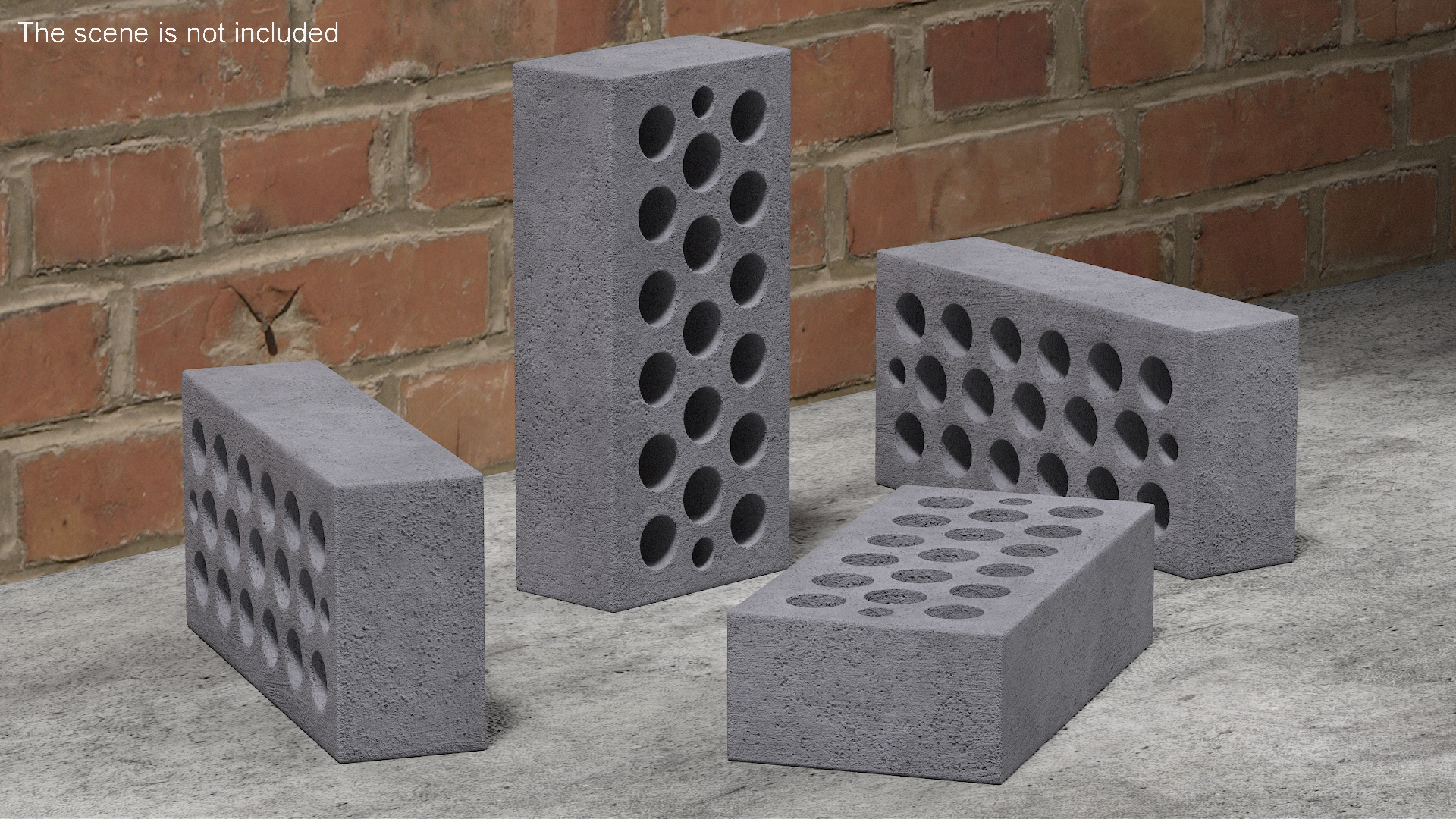 Hollow Sand Lime Brick Gray 3D