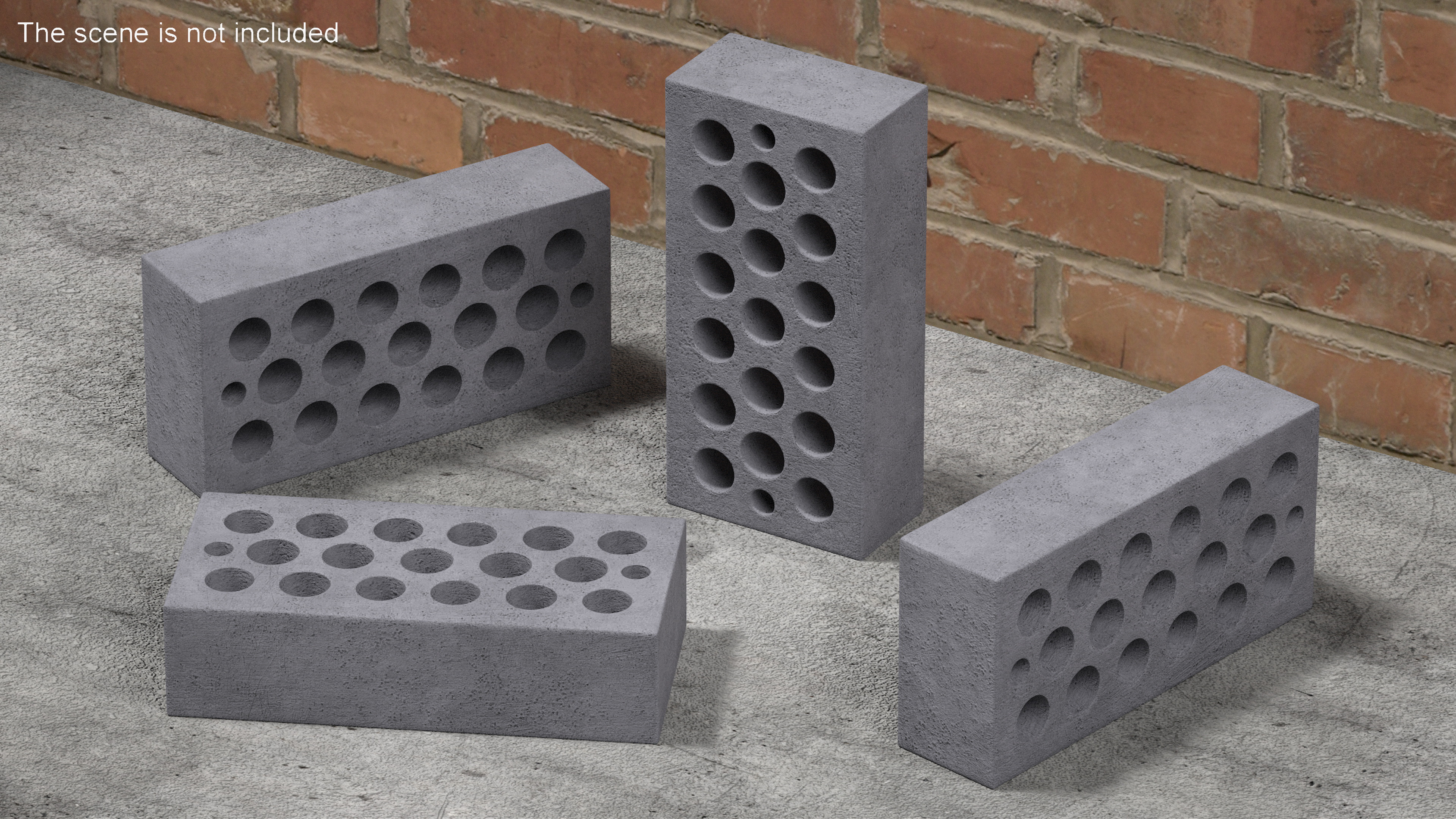 Hollow Sand Lime Brick Gray 3D