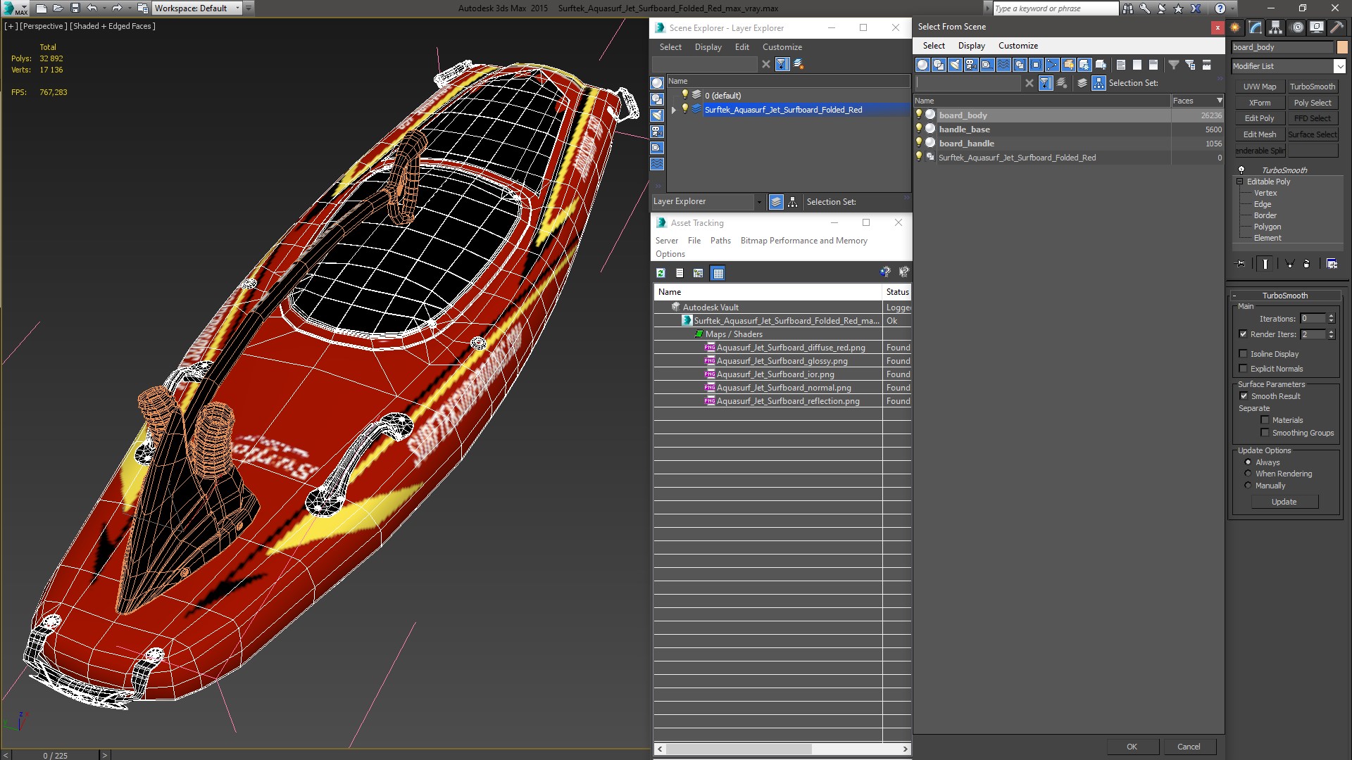 3D Surftek Aquasurf Jet Surfboard Folded Red