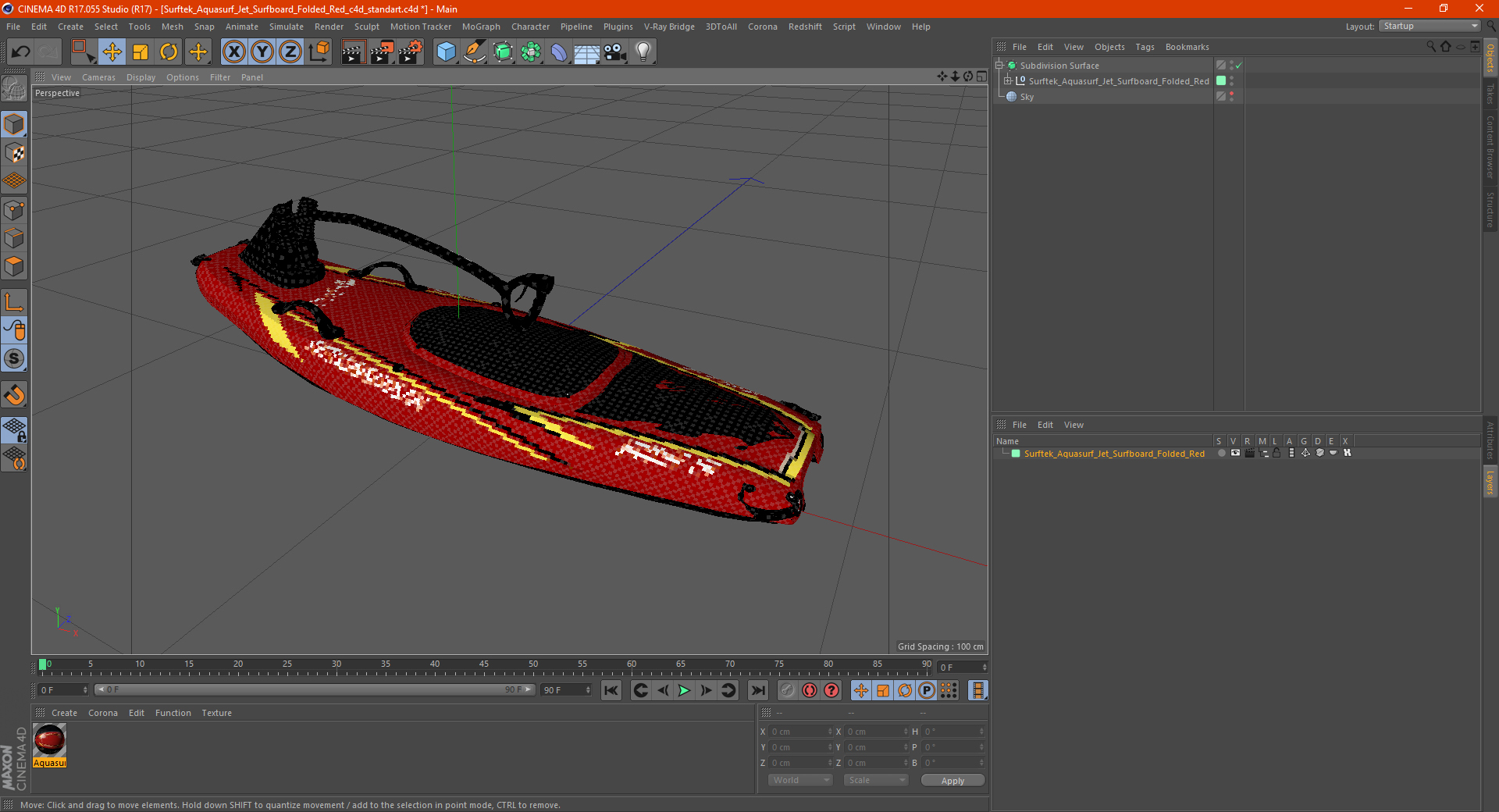 3D Surftek Aquasurf Jet Surfboard Folded Red