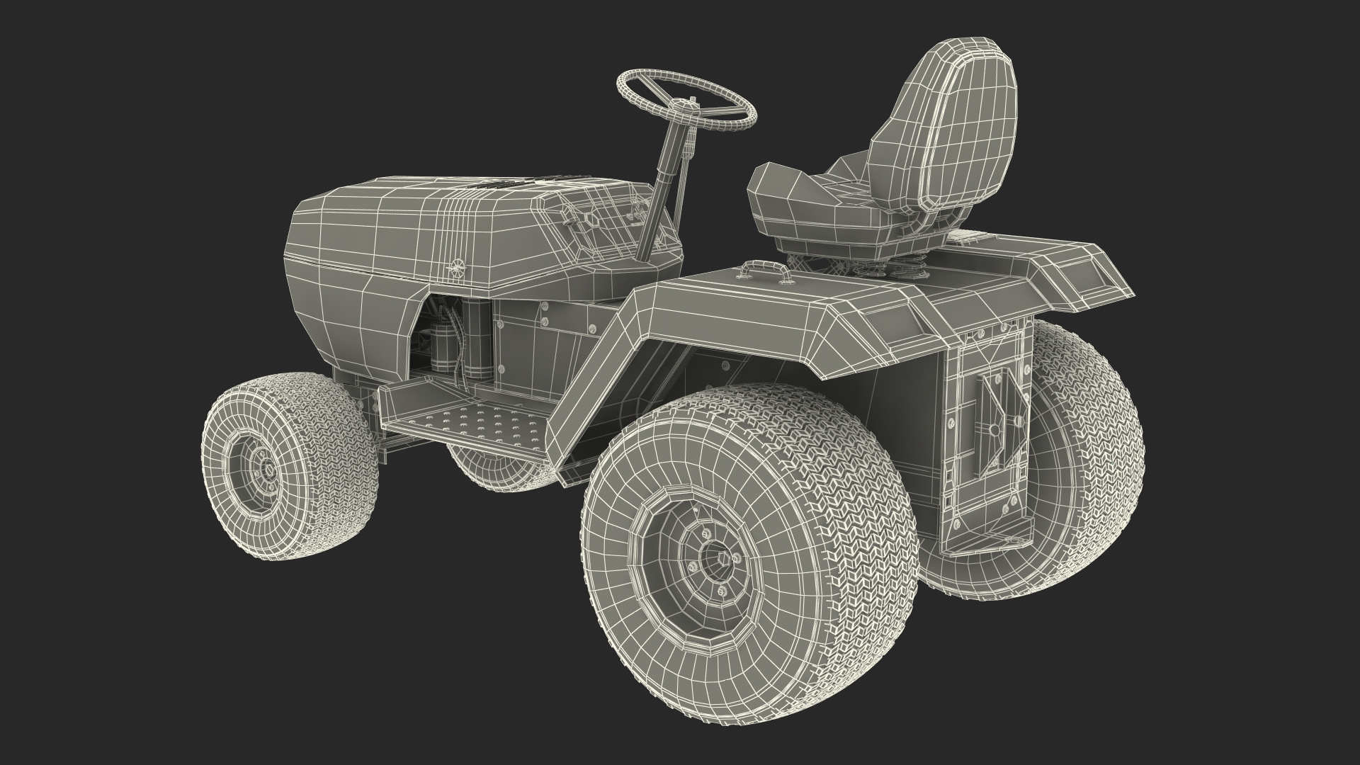 Mini Tractor Rigged 3D model