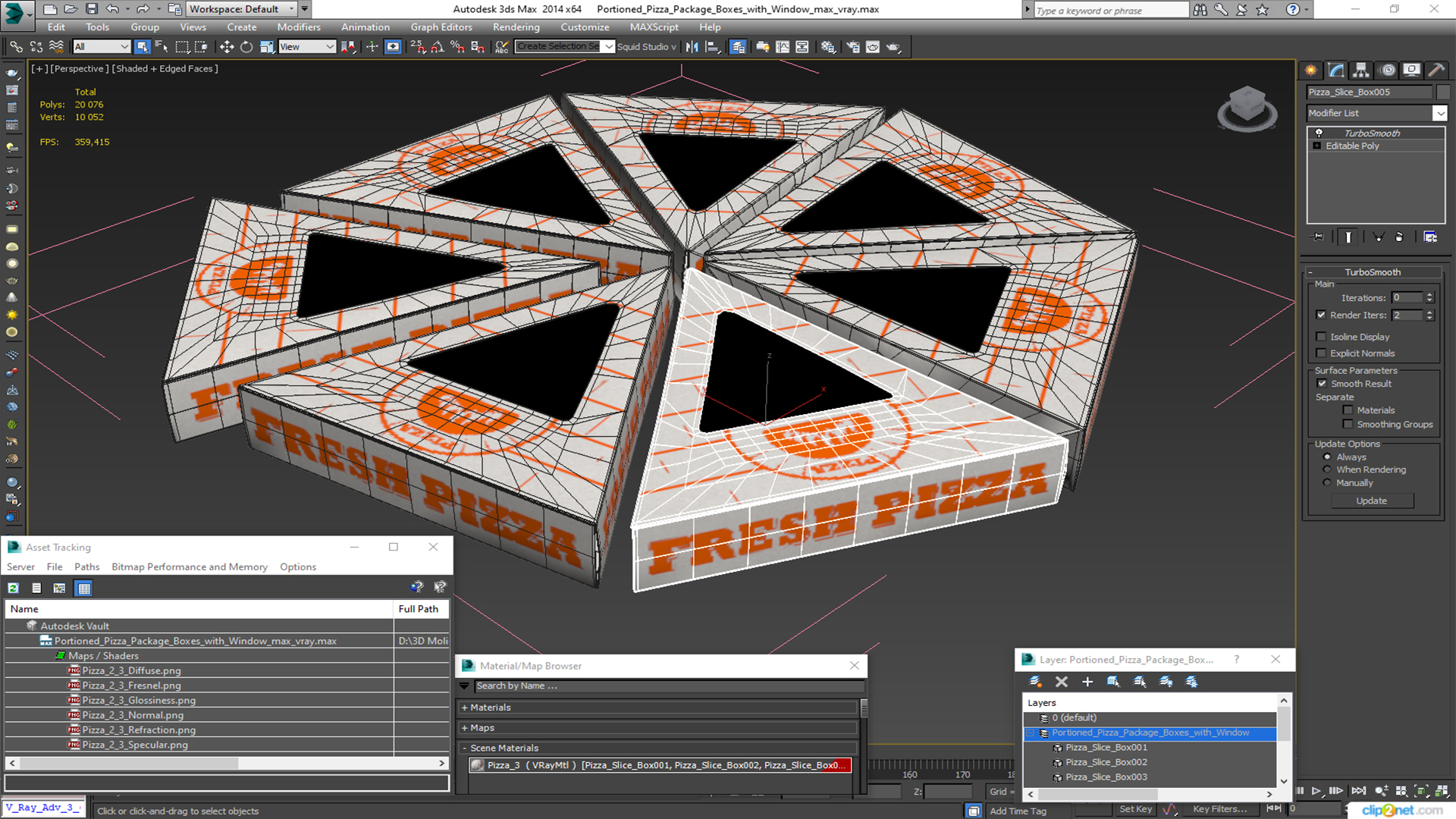 3D Portioned Pizza Package Boxes with Window