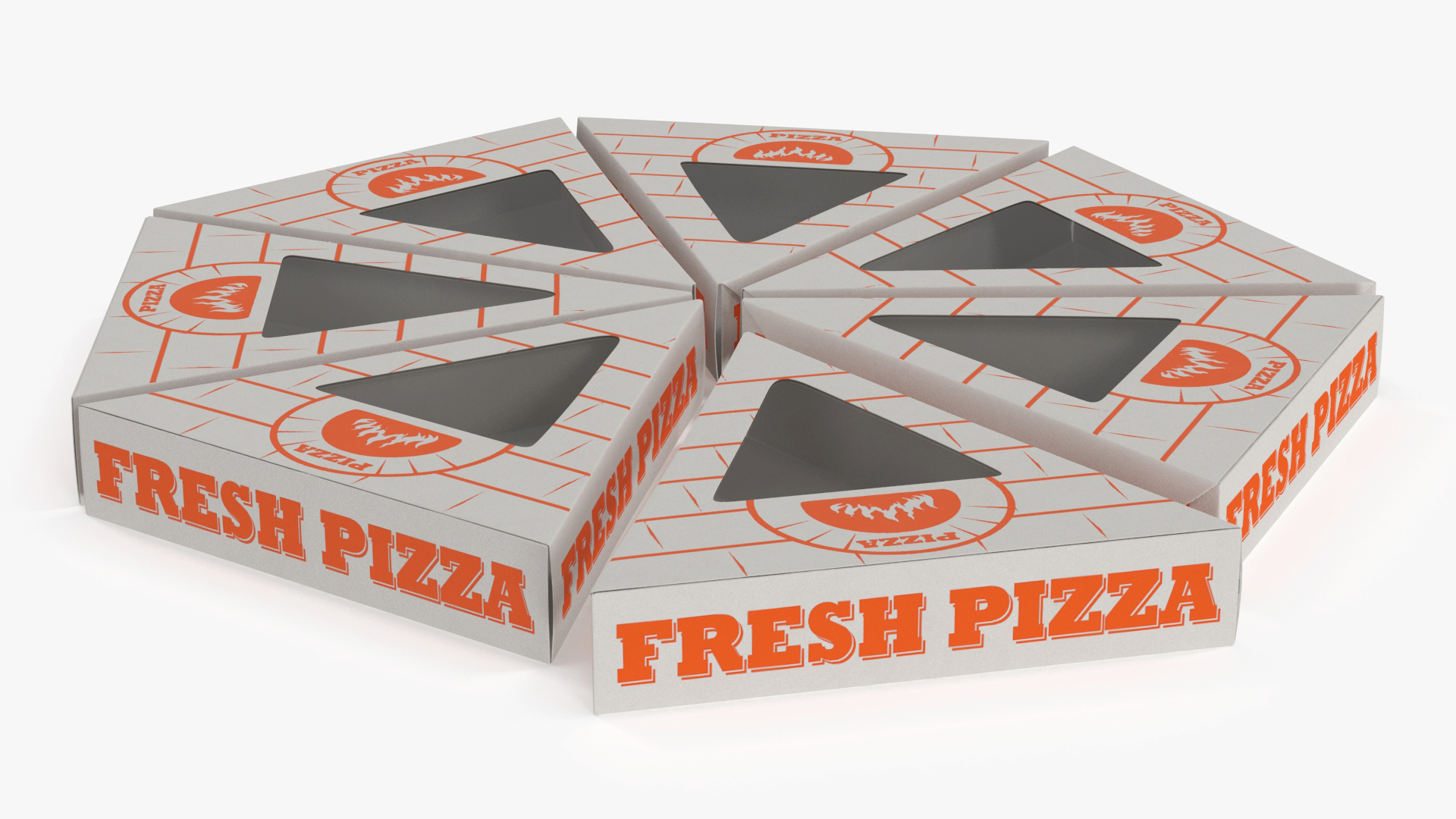 3D Portioned Pizza Package Boxes with Window