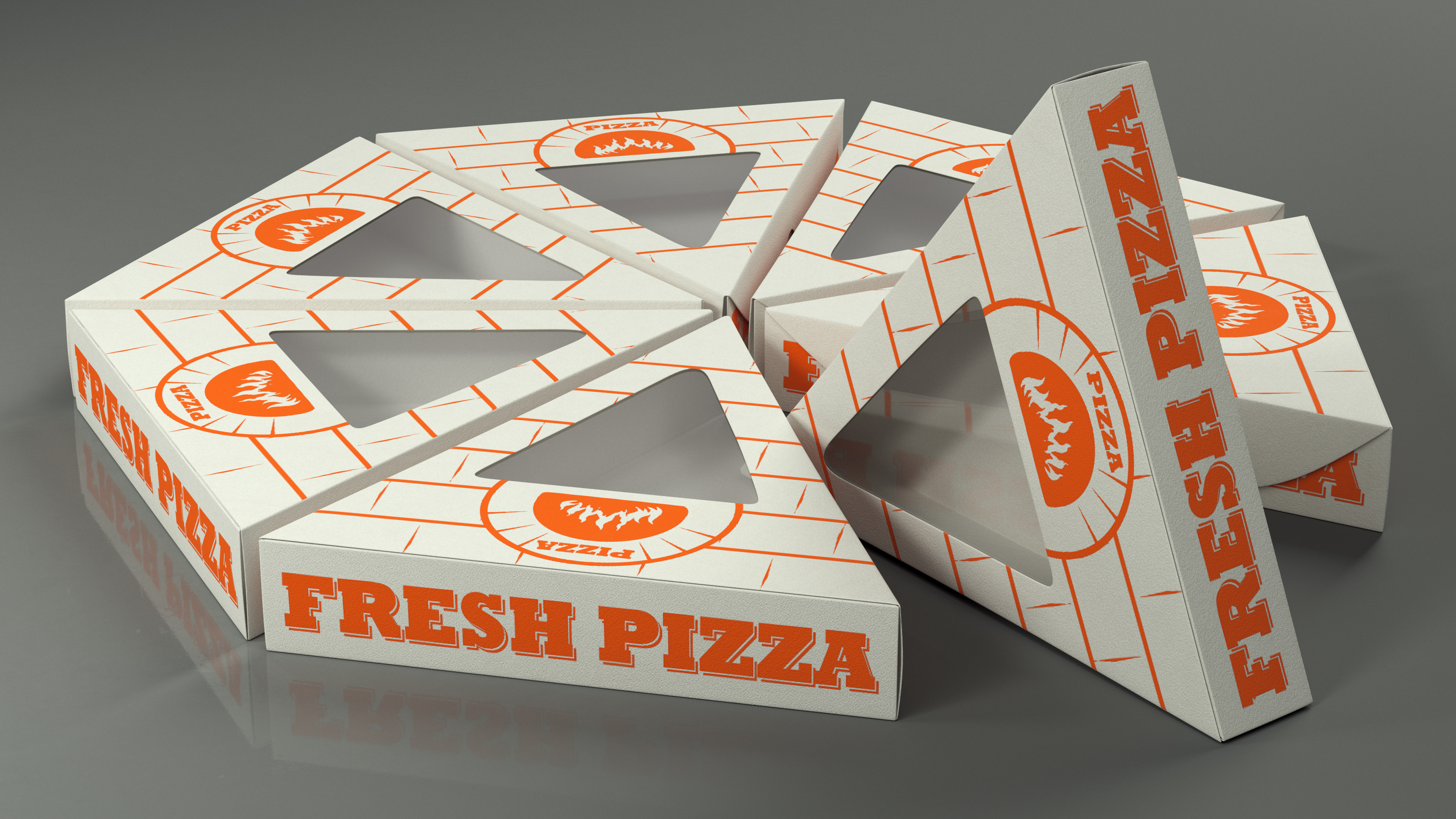 3D Portioned Pizza Package Boxes with Window