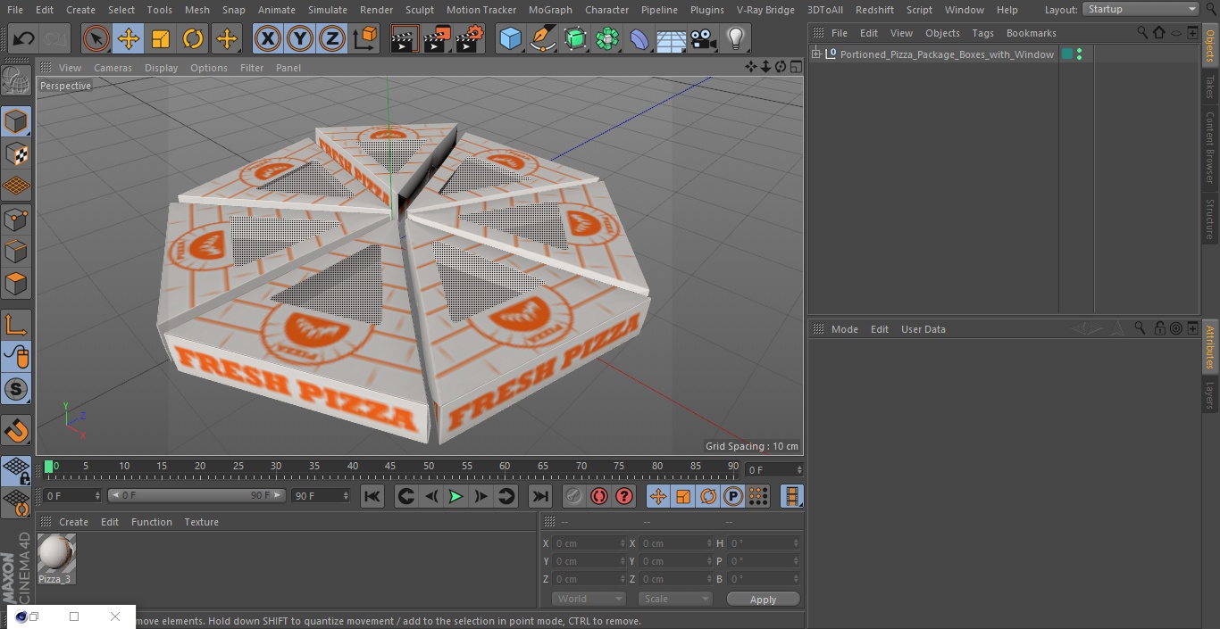 3D Portioned Pizza Package Boxes with Window