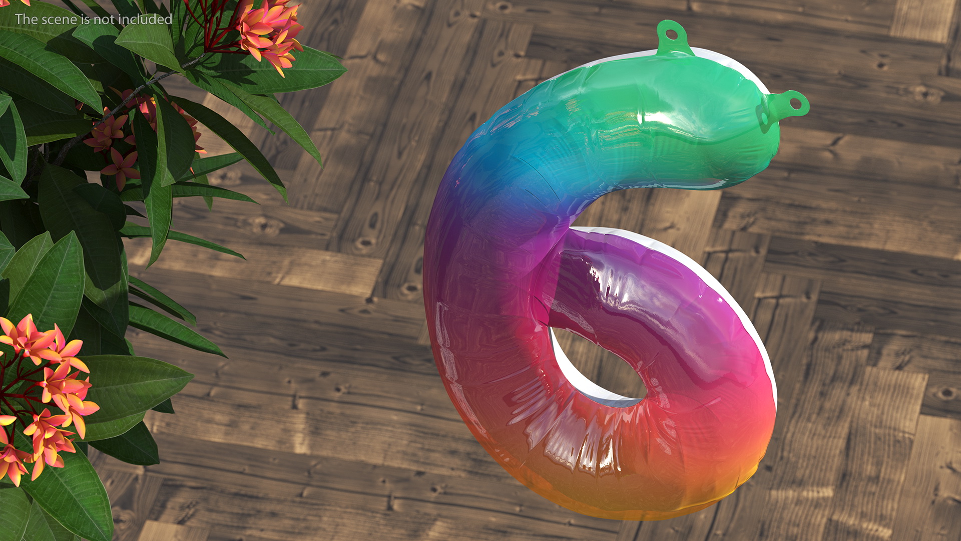 3D model Balloon Numbers 6 Rainbow