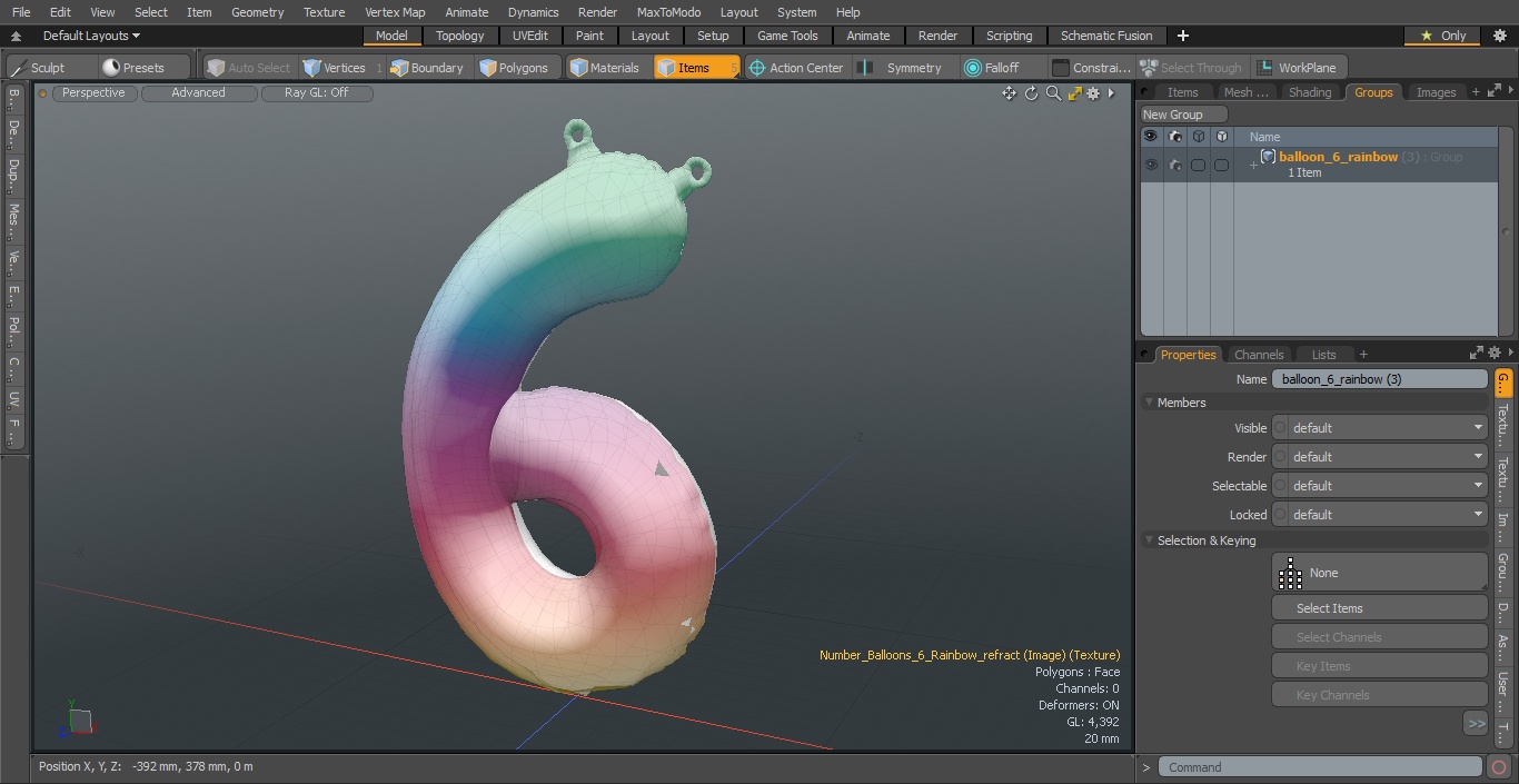 3D model Balloon Numbers 6 Rainbow
